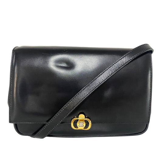 CELINE Vintage Triomphe Hardware Leather Crossbody Bag, Leather (unspecified) in Black, Sold by HIVE PRELOVED - Crossbody bag