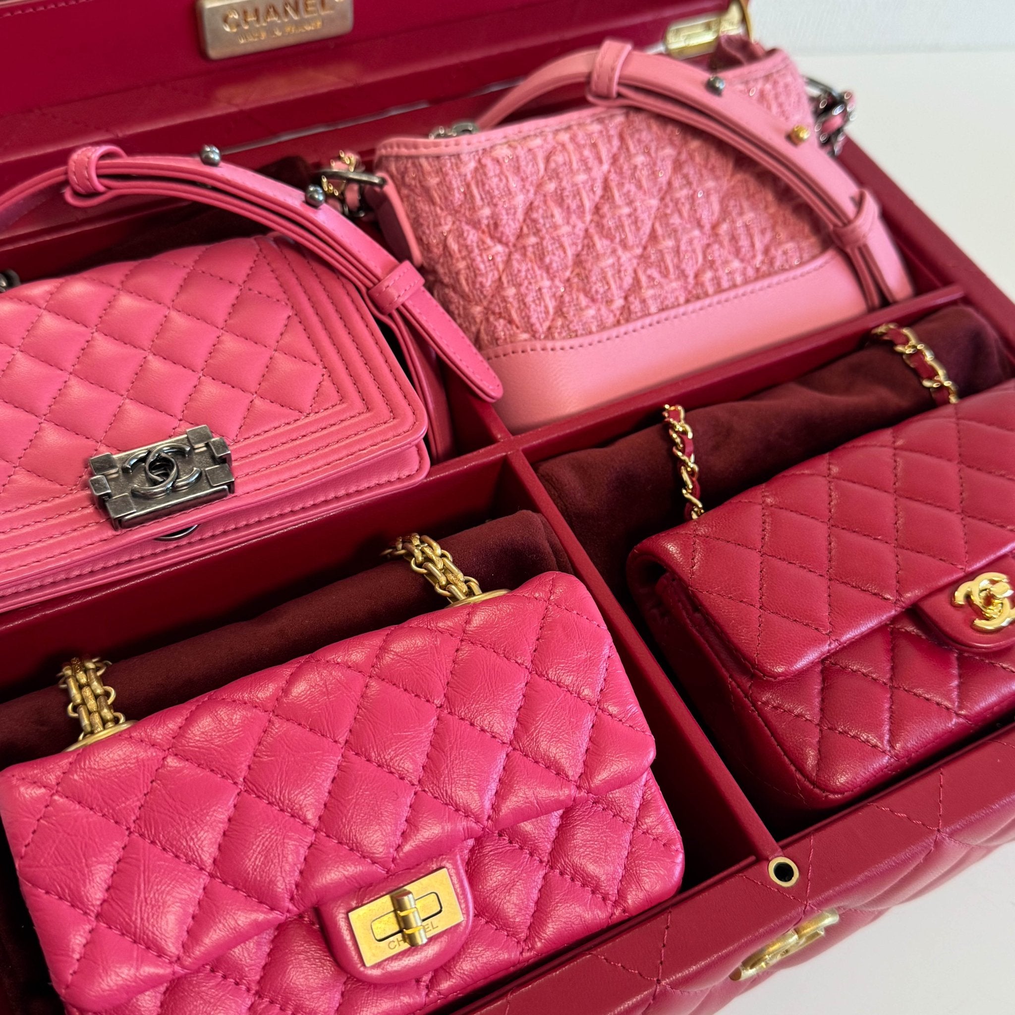 CHANEL 2020 Limited Edition Success Story Set of 4 Minis Bags Pink Red, in Sold by HIVE PRELOVED Mini bags, Shoulder Bag