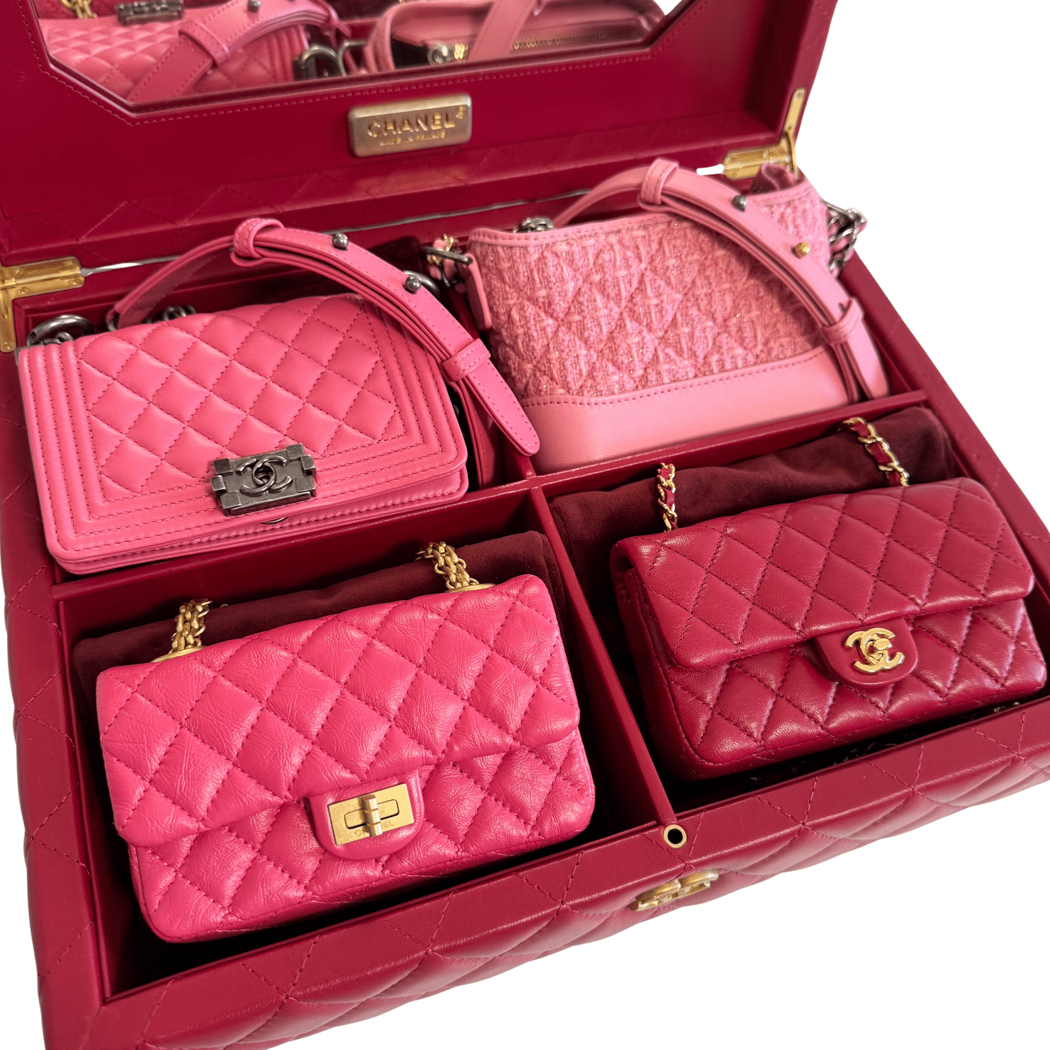 CHANEL 2020 Limited Edition Success Story Set of 4 Minis Bags Pink Red, in Sold by HIVE PRELOVED Mini bags, Shoulder Bag