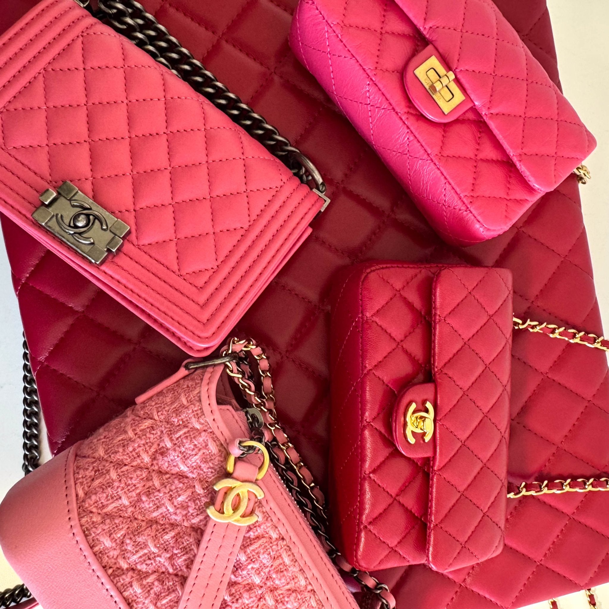 CHANEL 2020 Limited Edition Success Story Set of 4 Minis Bags Pink Red, in Sold by HIVE PRELOVED Mini bags, Shoulder Bag