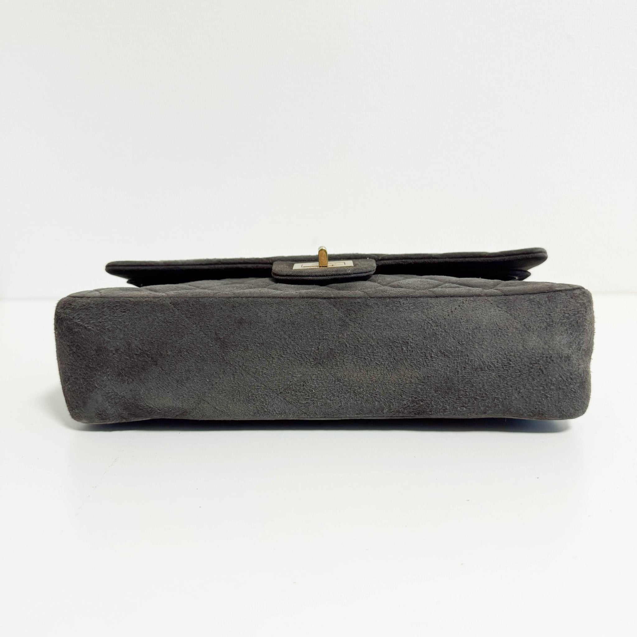 CHANEL 2.55 Double Flap Khaki Brown Suede Chain Shoulder Bag, in , Sold by HIVE PRELOVED - Shoulder Bags, ,