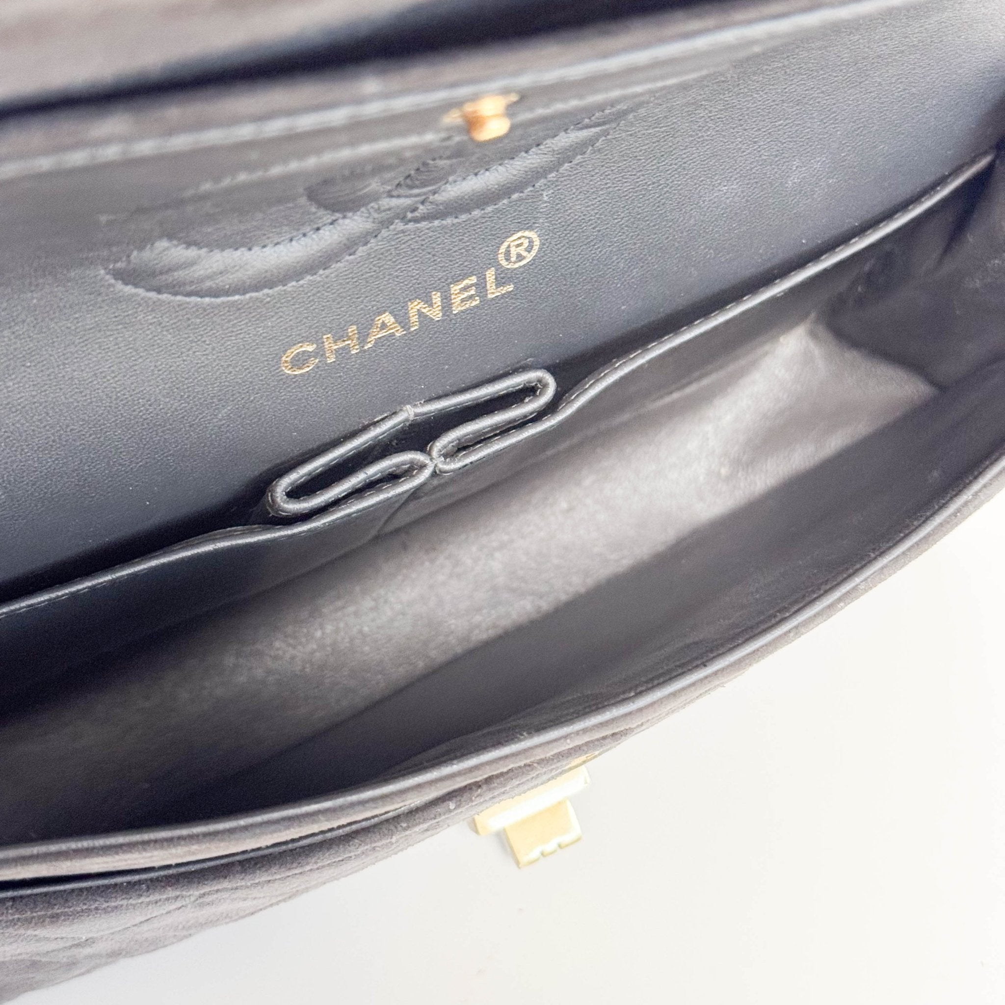 CHANEL 2.55 Double Flap Khaki Brown Suede Chain Shoulder Bag, in , Sold by HIVE PRELOVED - Shoulder Bags, ,