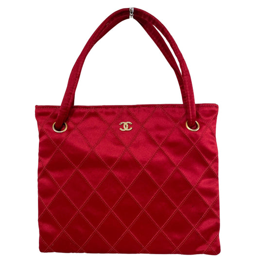 CHANEL Bicolore Satin Hand Bag Coco Mark Red Gold Metal Fittings, in , Sold by HIVE PRELOVED - Handle Bags, ,
