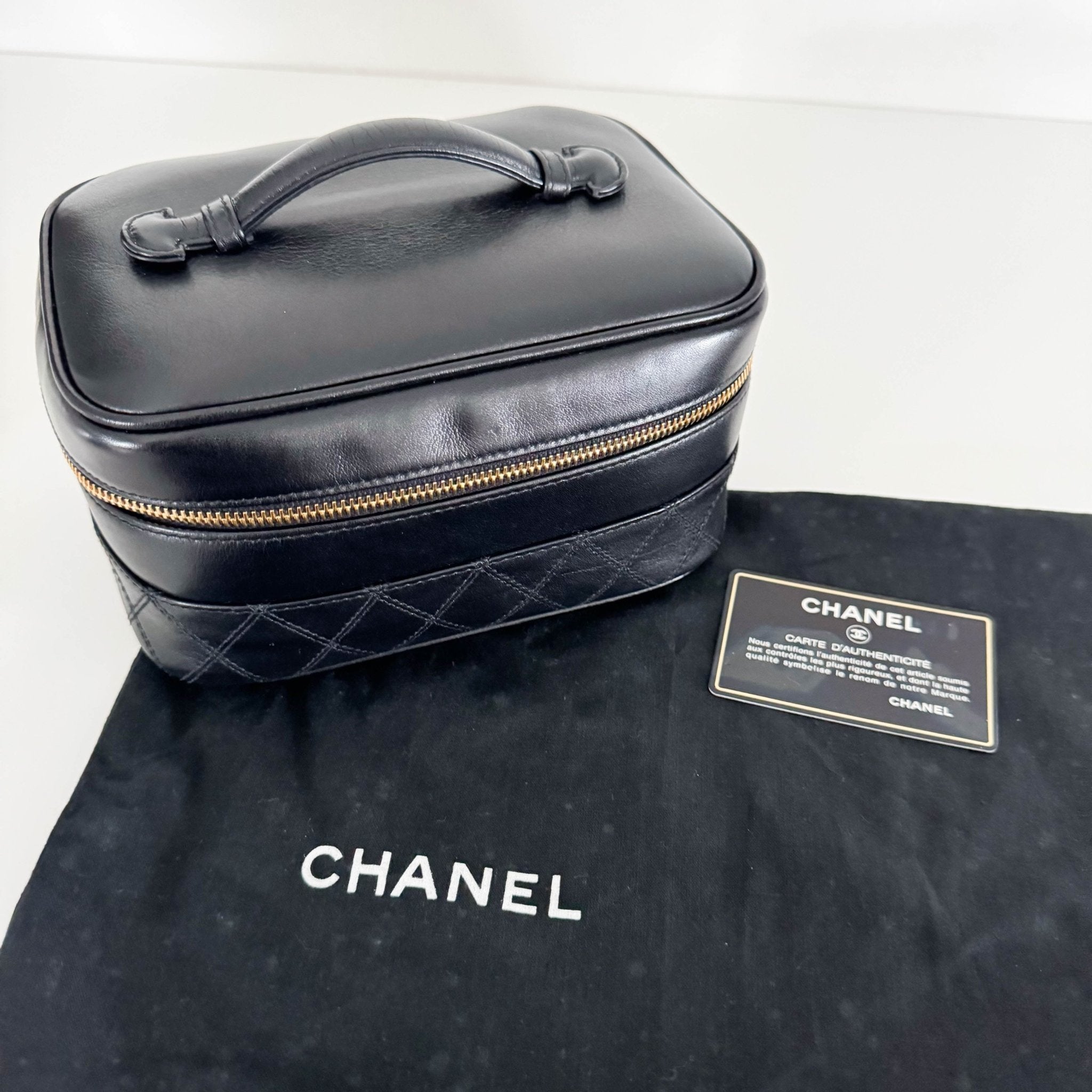CHANEL Bicolore Vanity Cosmetic Case Black, in , Sold by HIVE PRELOVED - Handle Bags, ,