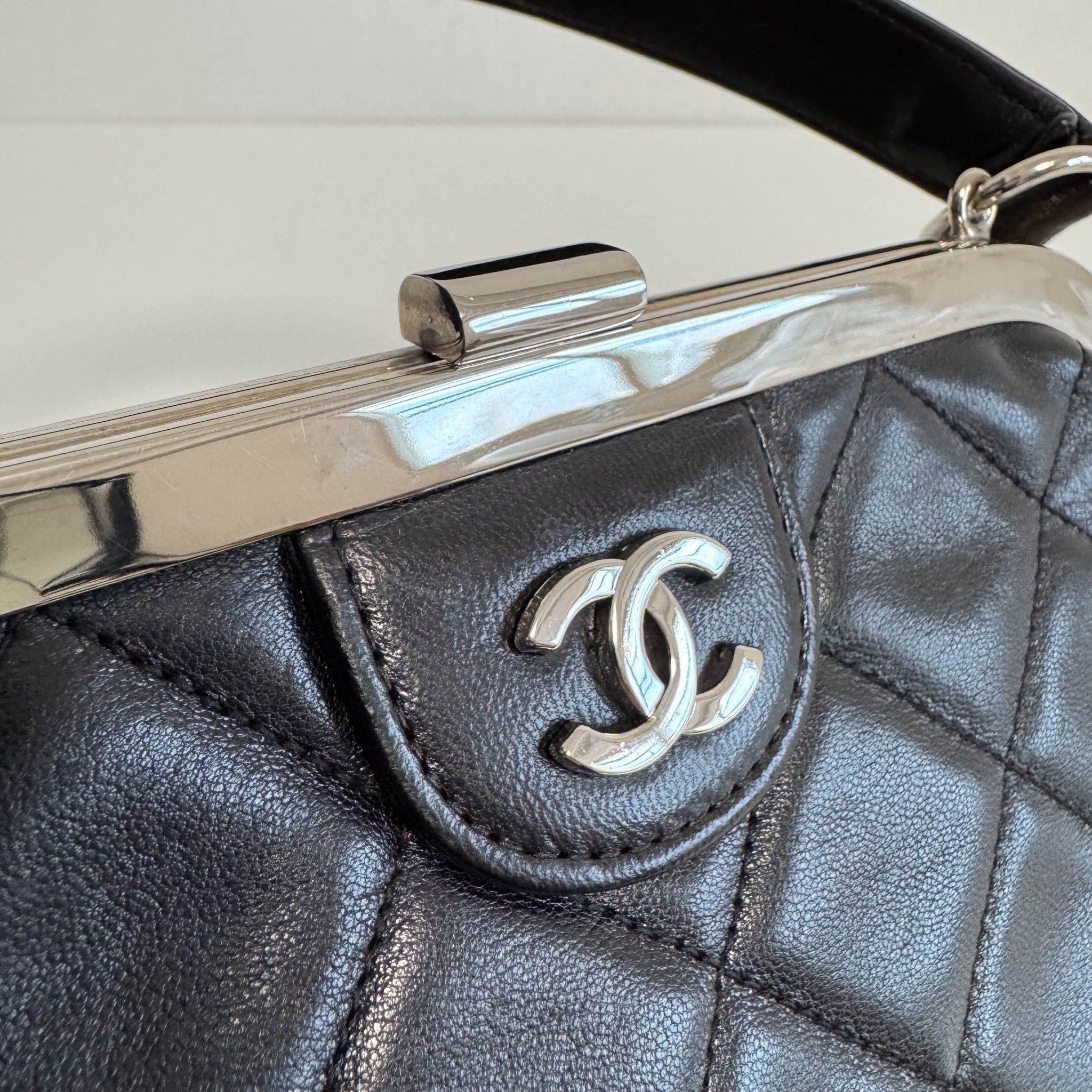 CHANEL Black Lambskin Leather Top Handle Bag, in , Sold by HIVE PRELOVED - Handle Bags, ,