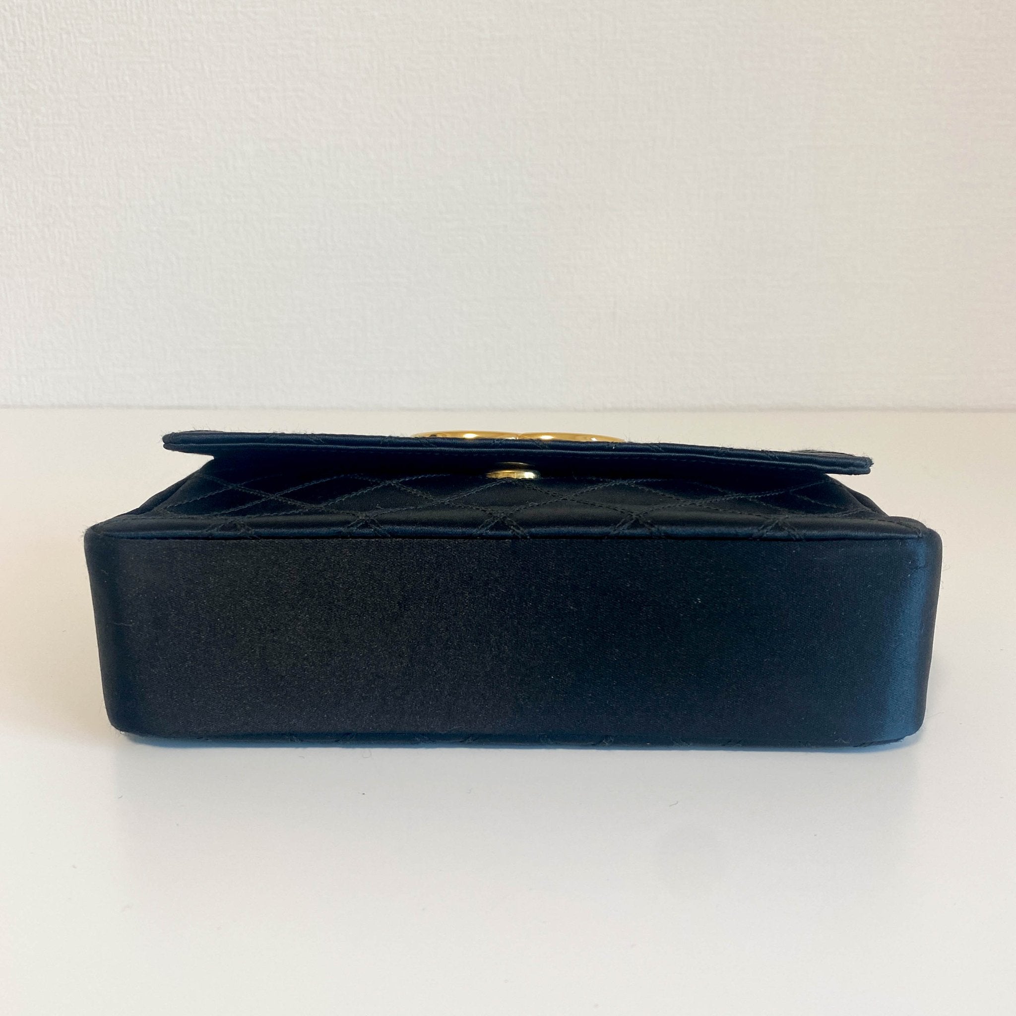 CHANEL Black Satin Single Flap Gold Hardware Crossbody Bag, in , Sold by HIVE PRELOVED - Crossbody bags, ,