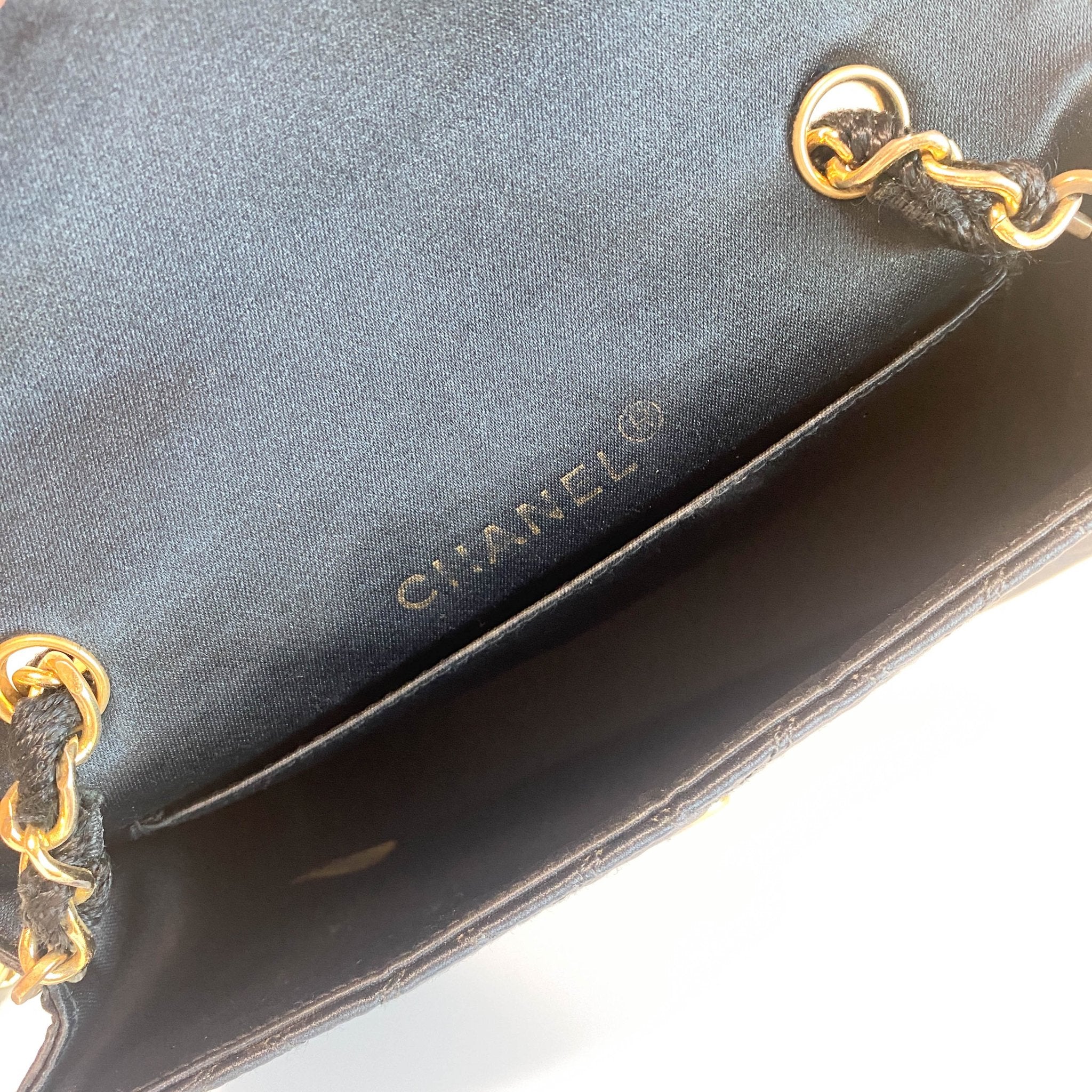 CHANEL Black Satin Single Flap Gold Hardware Crossbody Bag, in , Sold by HIVE PRELOVED - Crossbody bags, ,