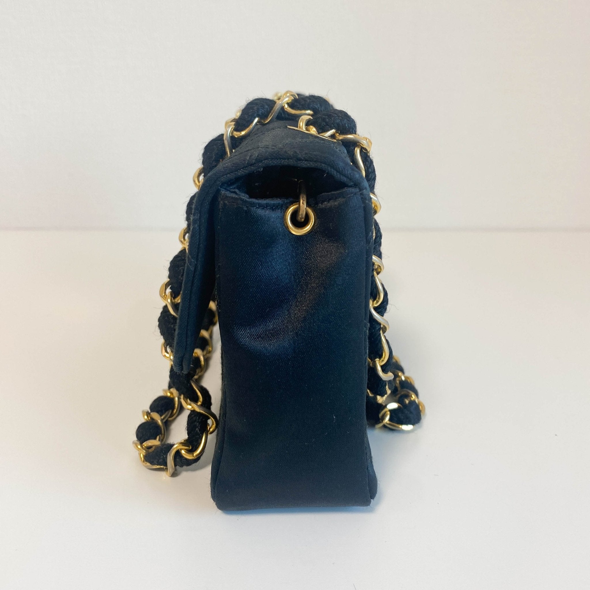 CHANEL Black Satin Single Flap Gold Hardware Crossbody Bag, in , Sold by HIVE PRELOVED - Crossbody bags, ,