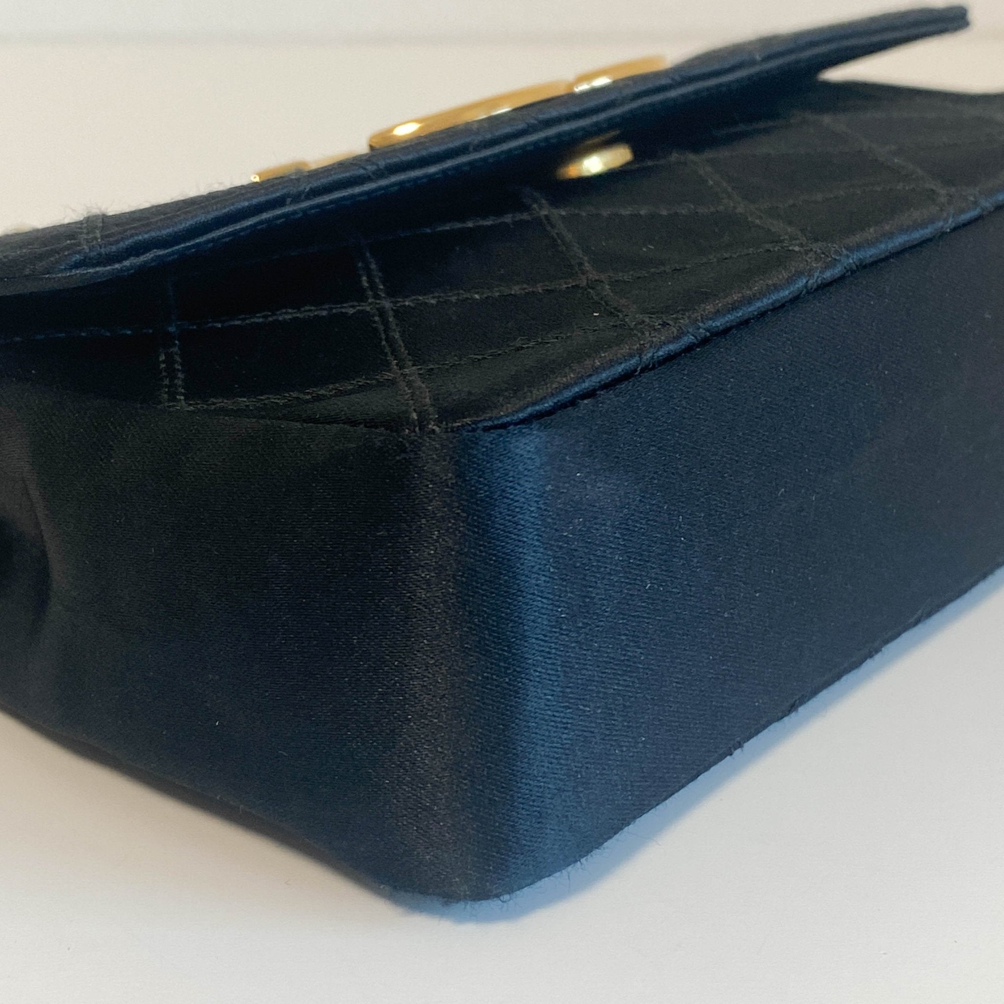 CHANEL Black Satin Single Flap Gold Hardware Crossbody Bag, in , Sold by HIVE PRELOVED - Crossbody bags, ,