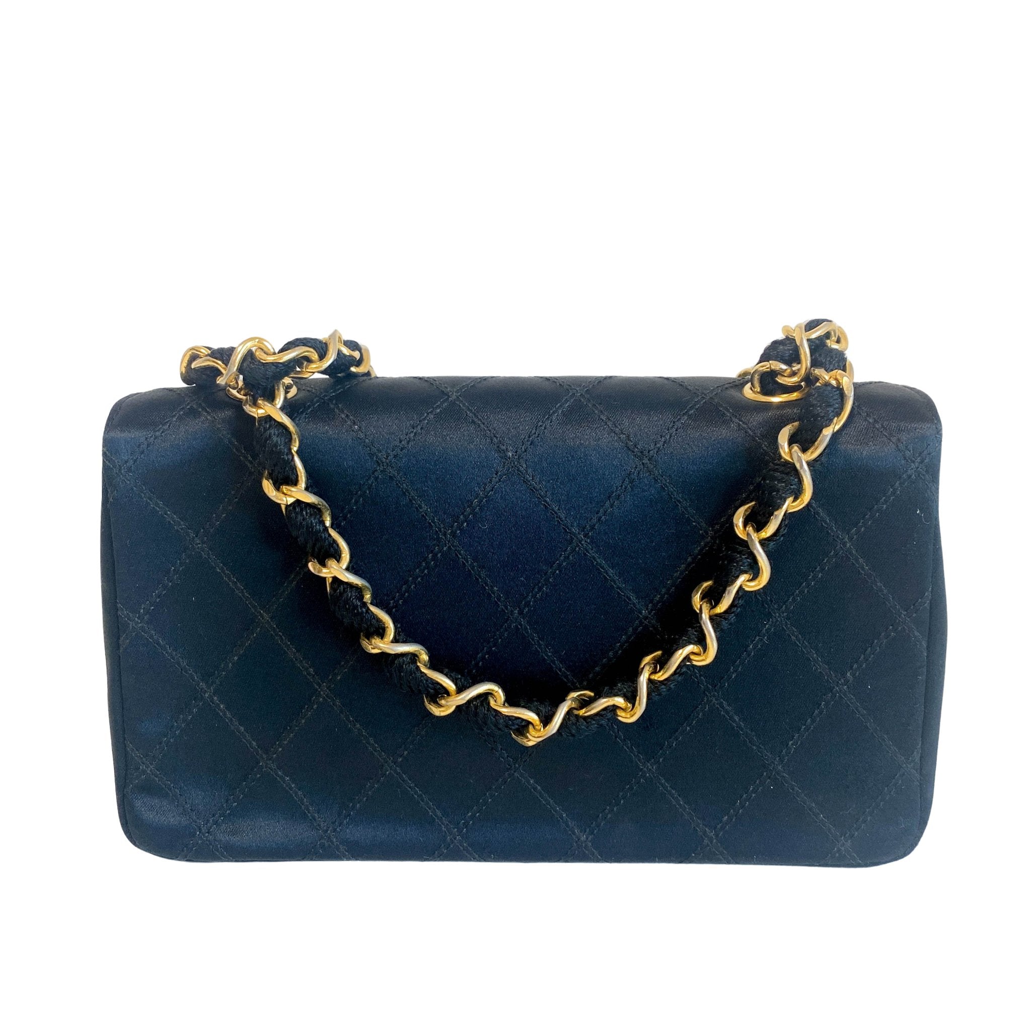 CHANEL Black Satin Single Flap Gold Hardware Crossbody Bag, in , Sold by HIVE PRELOVED - Crossbody bags, ,