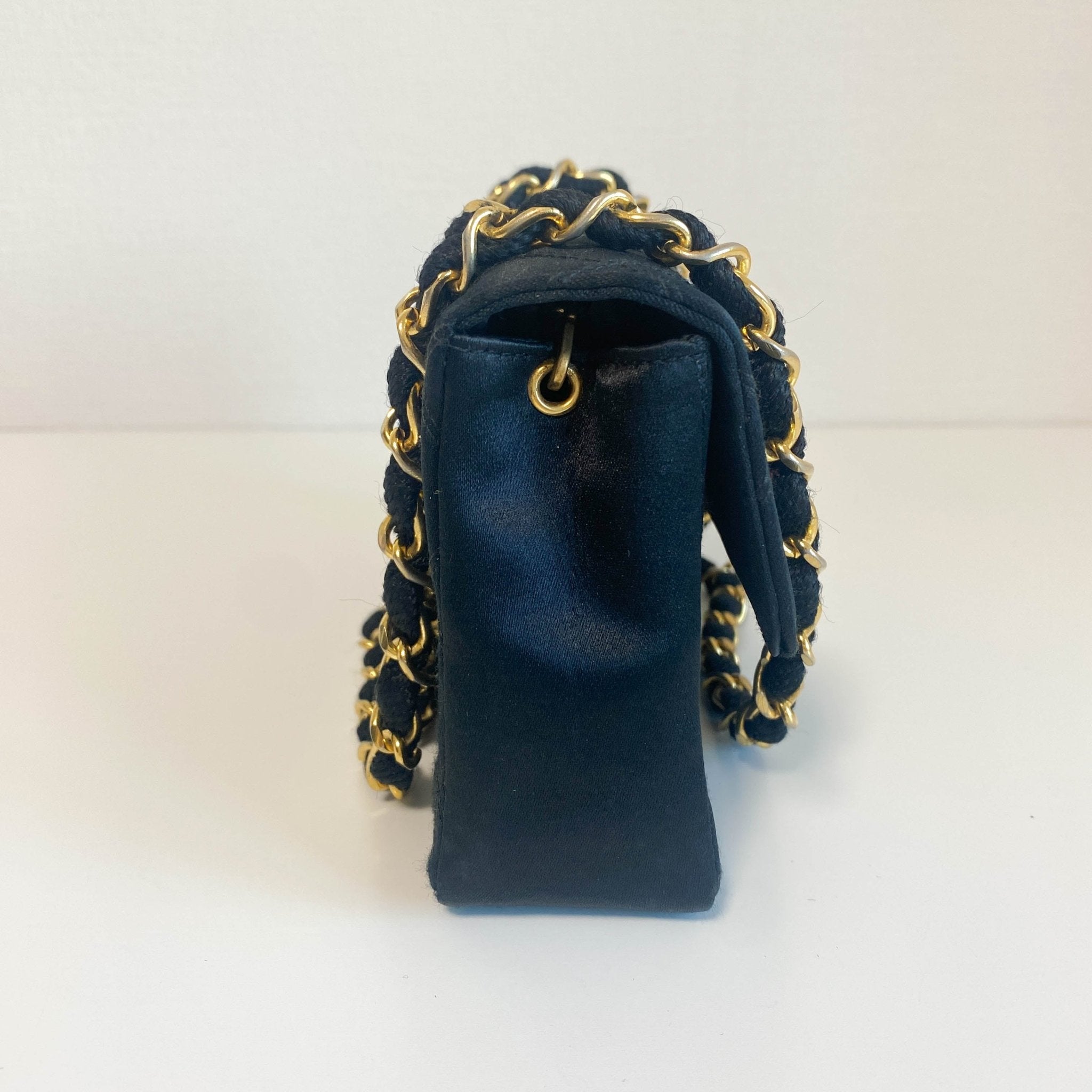 CHANEL Black Satin Single Flap Gold Hardware Crossbody Bag, in , Sold by HIVE PRELOVED - Crossbody bags, ,
