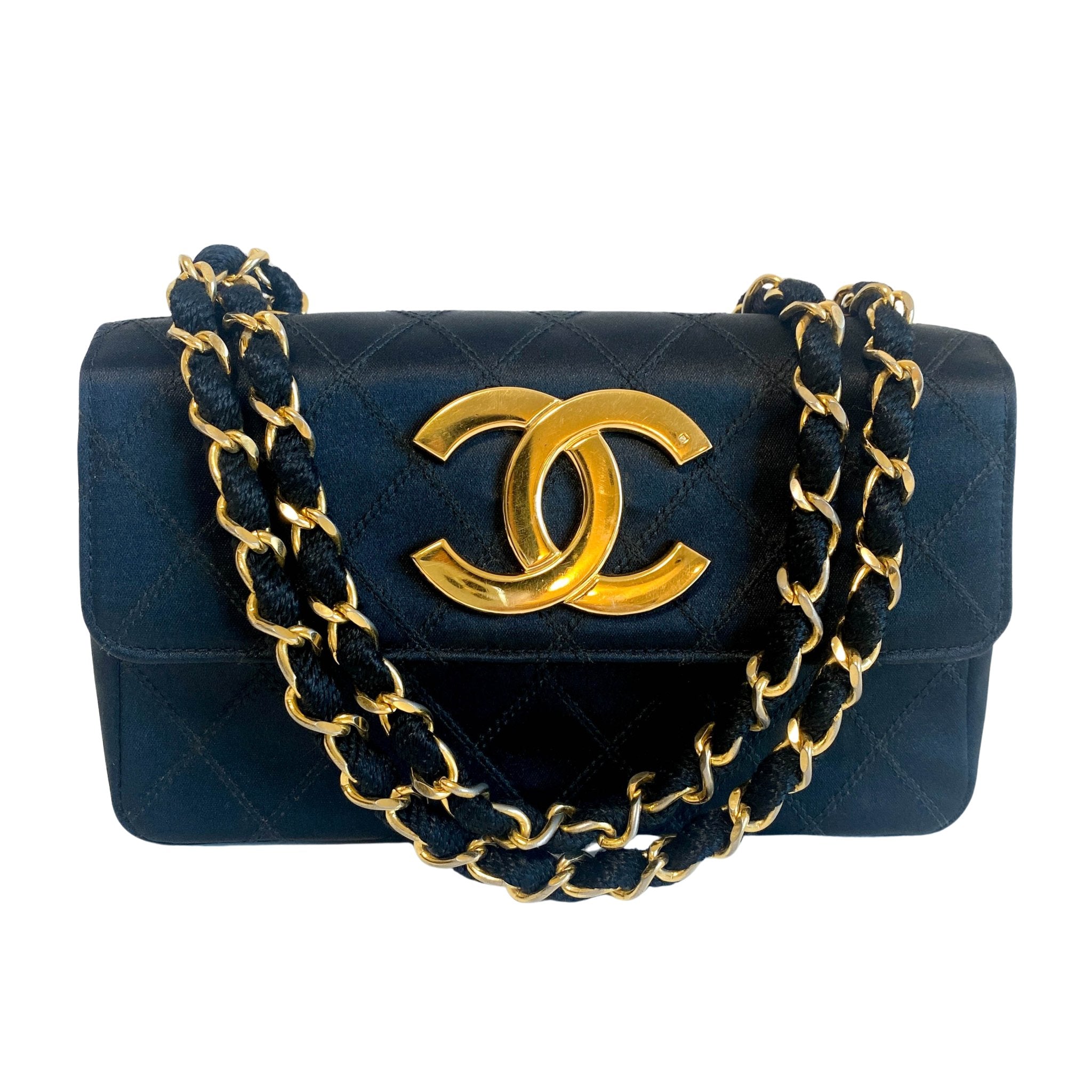 CHANEL Black Satin Single Flap Gold Hardware Crossbody Bag, in , Sold by HIVE PRELOVED - Crossbody bags, ,