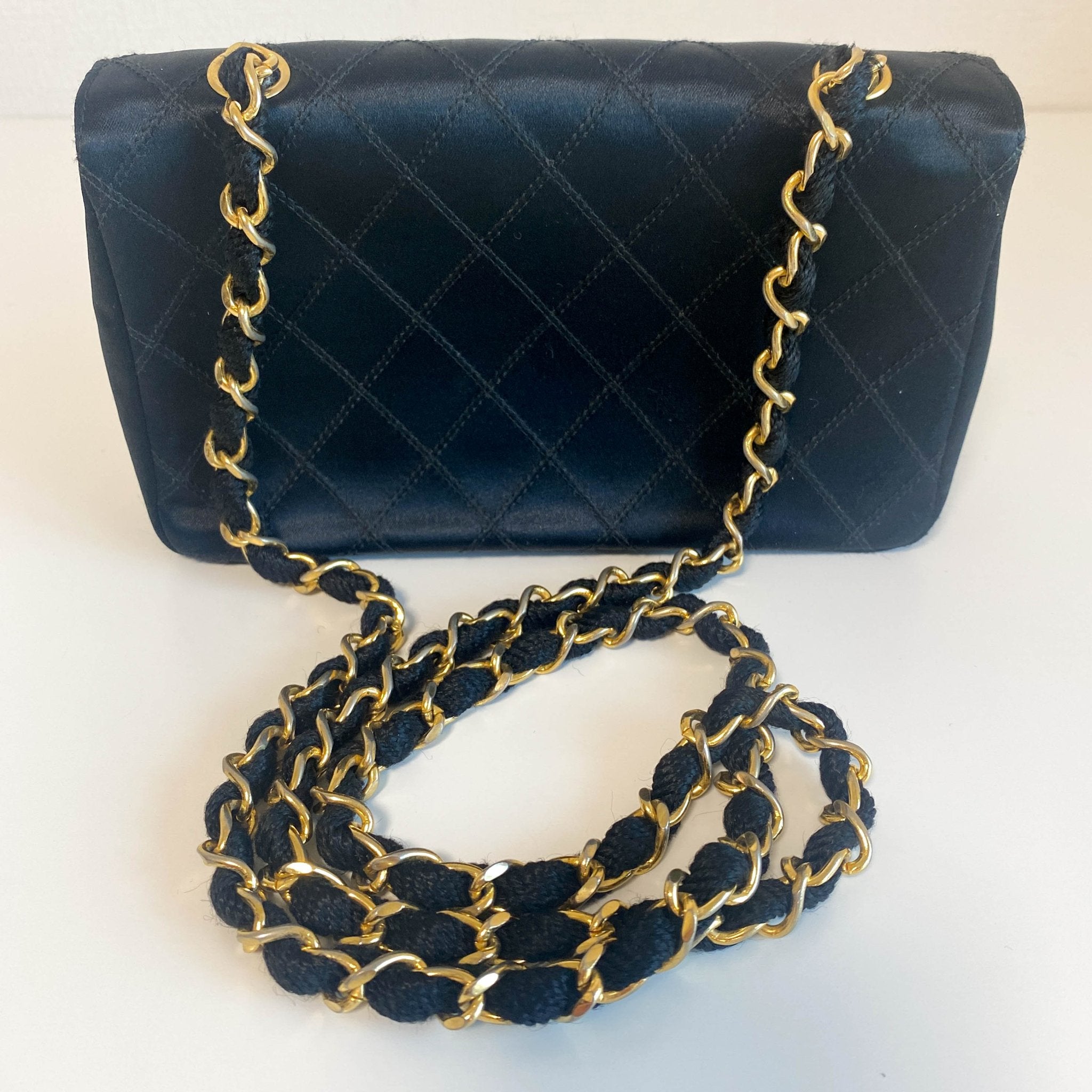 CHANEL Black Satin Single Flap Gold Hardware Crossbody Bag, in , Sold by HIVE PRELOVED - Crossbody bags, ,