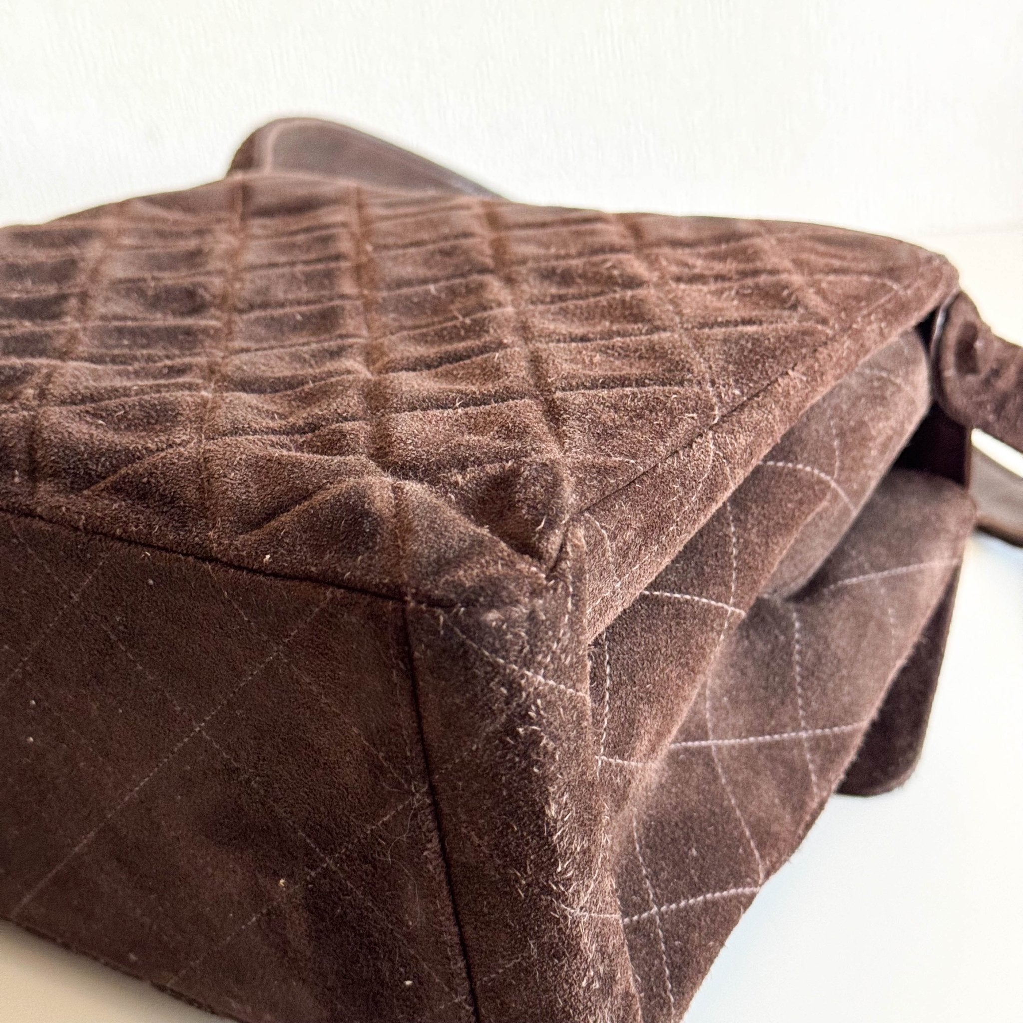 CHANEL Brown Quilted Suede CC Flap Shoulder Bag, in , Sold by HIVE PRELOVED - Shoulder Bags, ,