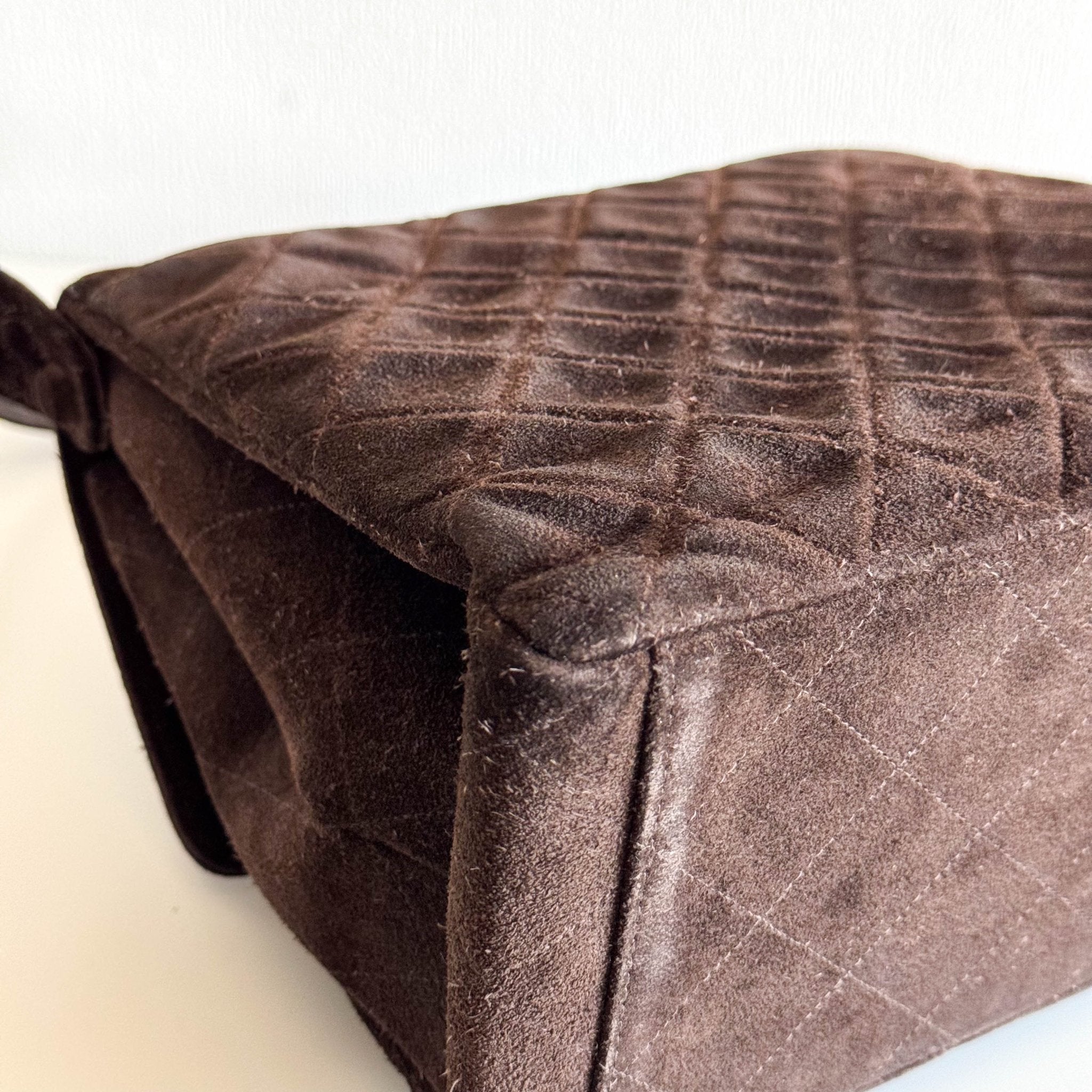 CHANEL Brown Quilted Suede CC Flap Shoulder Bag, in , Sold by HIVE PRELOVED - Shoulder Bags, ,