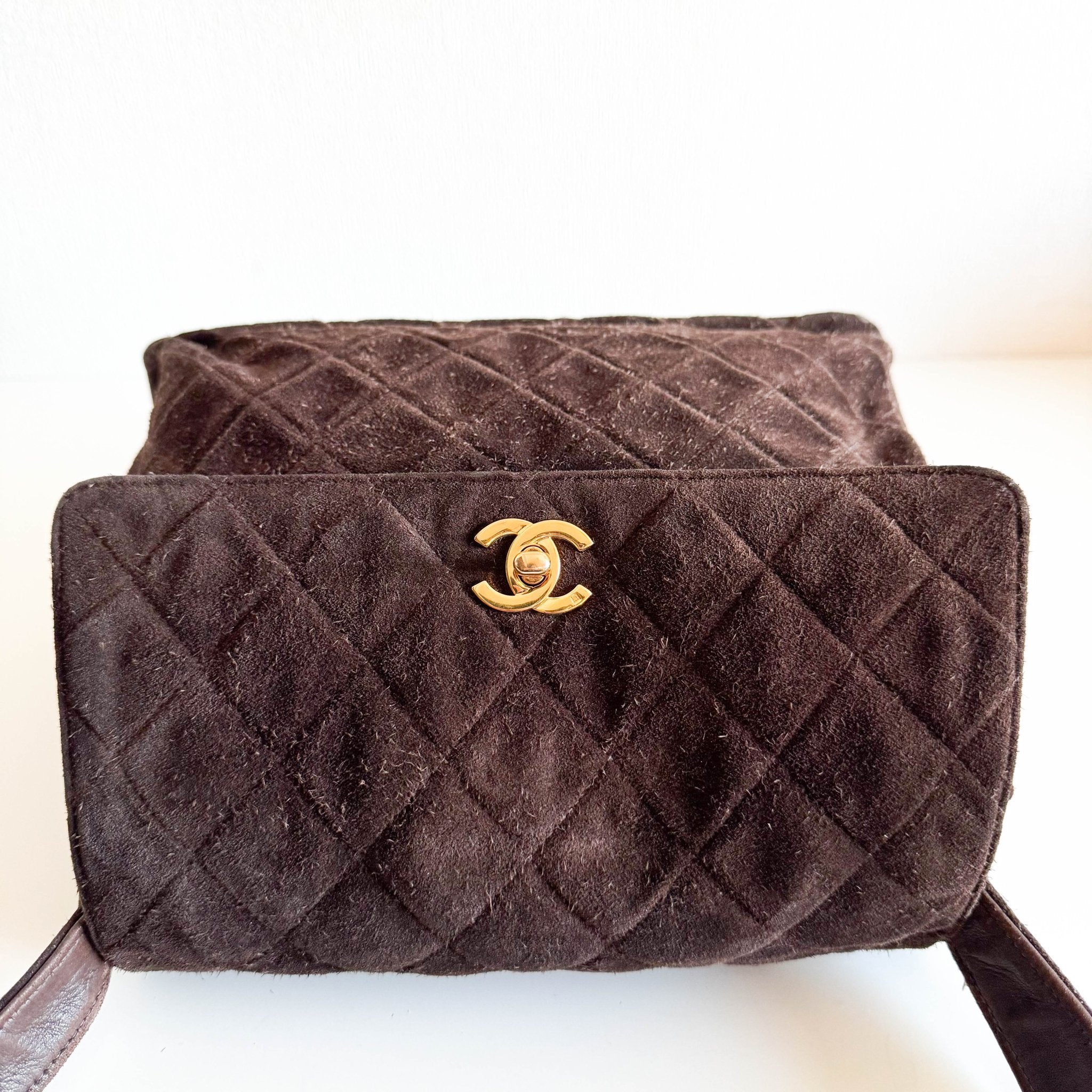 CHANEL Brown Quilted Suede CC Flap Shoulder Bag, in , Sold by HIVE PRELOVED - Shoulder Bags, ,
