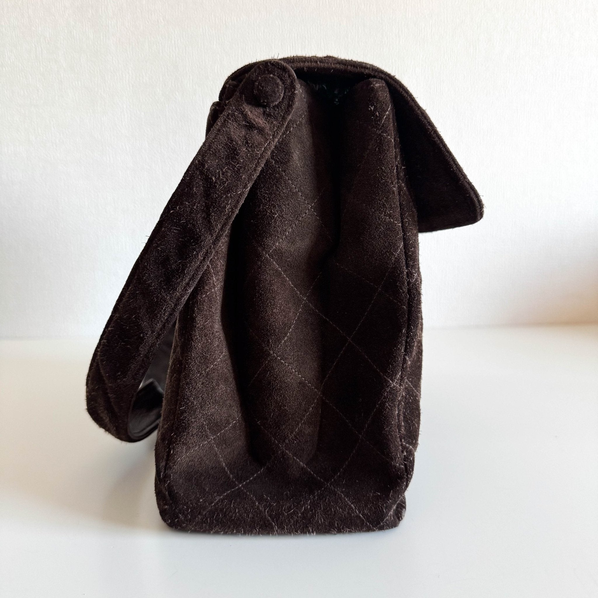 CHANEL Brown Quilted Suede CC Flap Shoulder Bag, in , Sold by HIVE PRELOVED - Shoulder Bags, ,