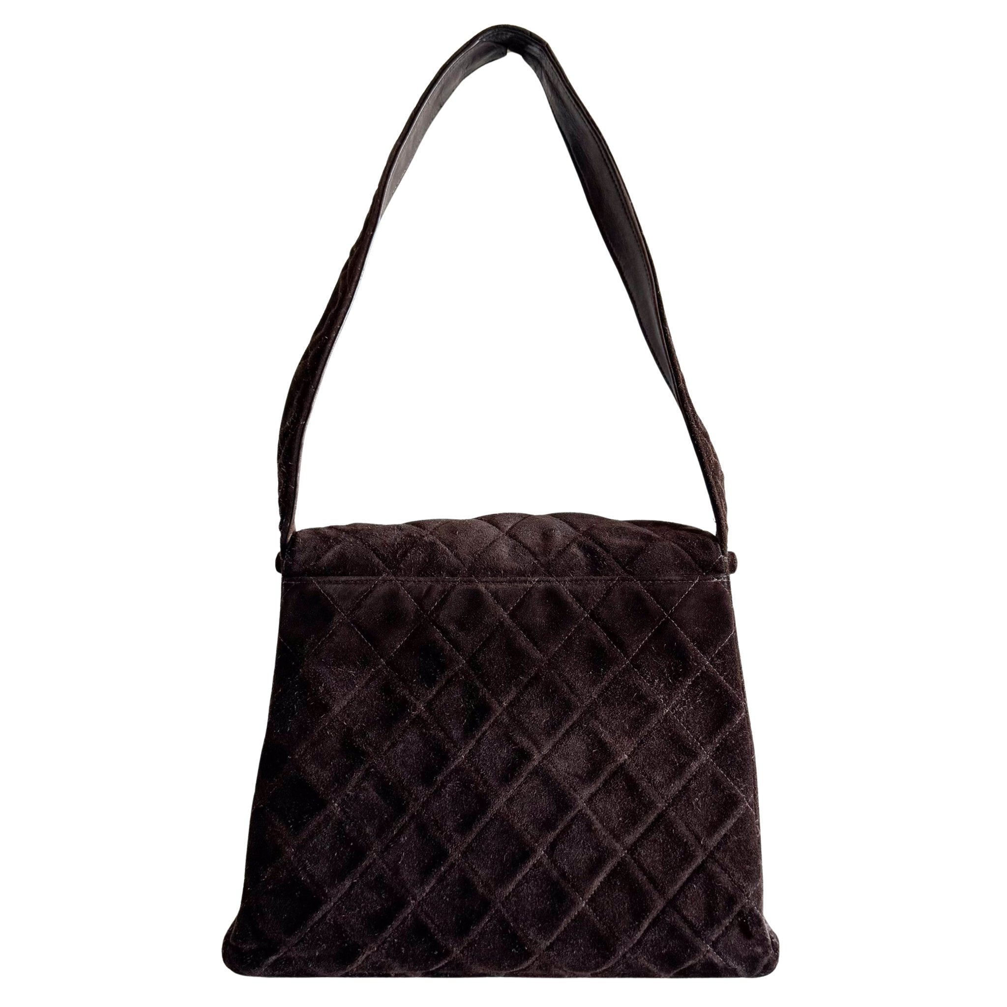CHANEL Brown Quilted Suede CC Flap Shoulder Bag, in , Sold by HIVE PRELOVED - Shoulder Bags, ,