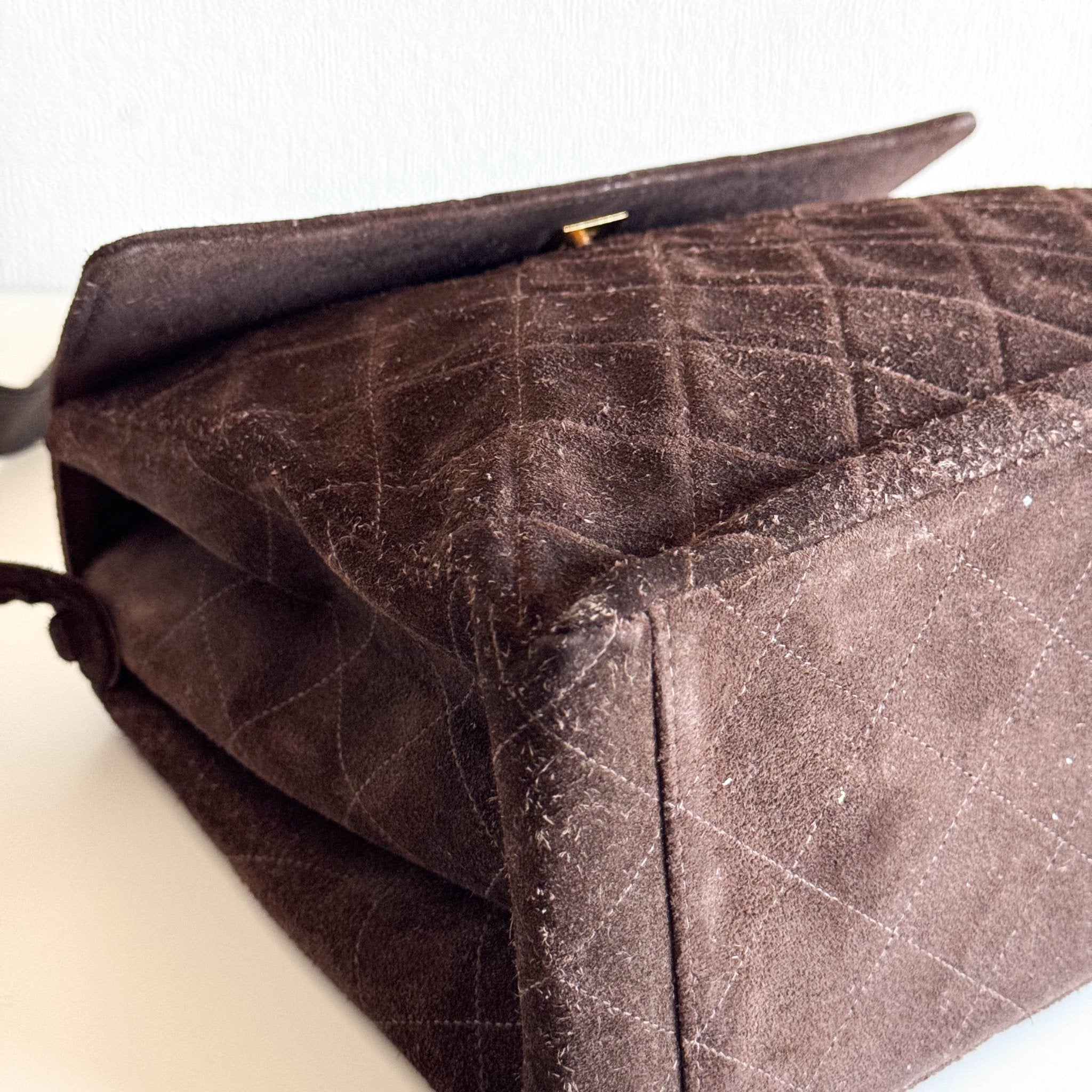 CHANEL Brown Quilted Suede CC Flap Shoulder Bag, in , Sold by HIVE PRELOVED - Shoulder Bags, ,