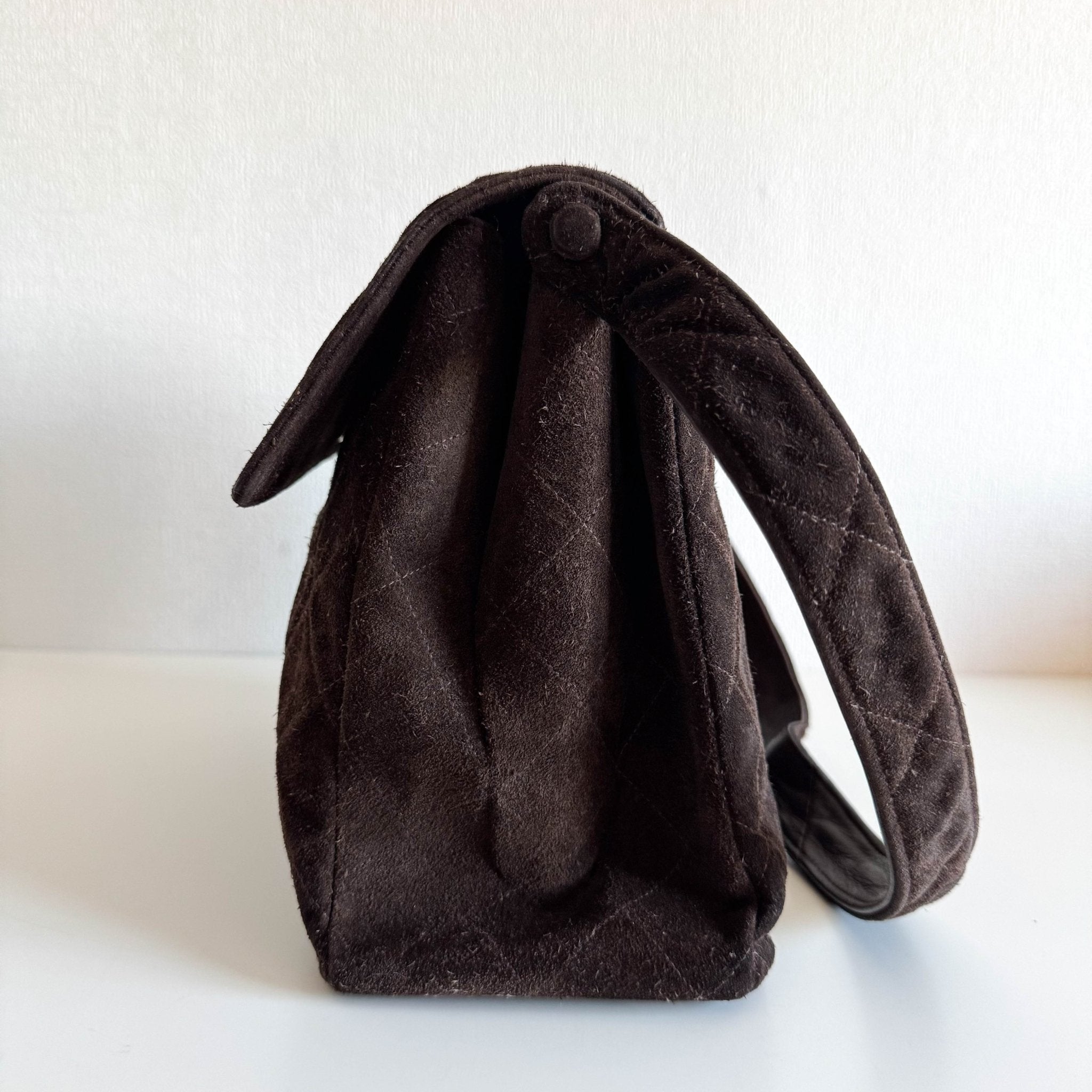 CHANEL Brown Quilted Suede CC Flap Shoulder Bag, in , Sold by HIVE PRELOVED - Shoulder Bags, ,