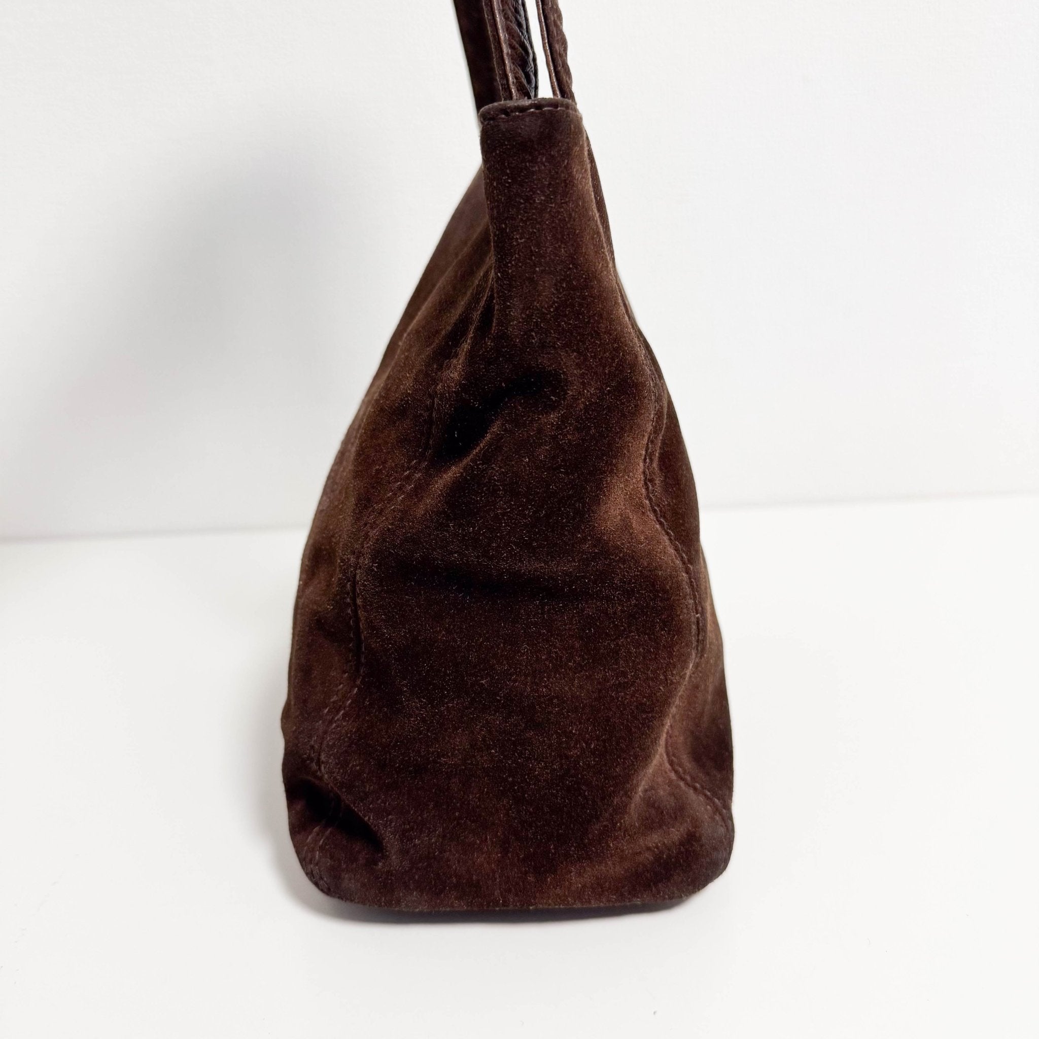 CHANEL Brown Suede CC Shoulder Bag, in , Sold by HIVE PRELOVED - Shoulder Bags, ,