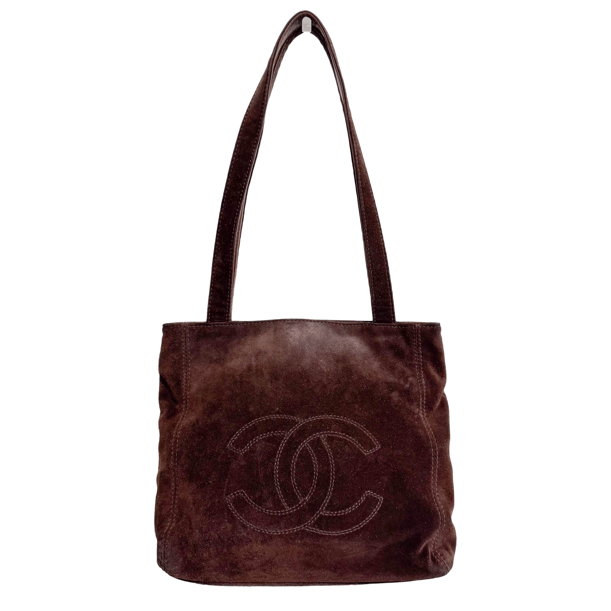 CHANEL Brown Suede CC Shoulder Bag, in , Sold by HIVE PRELOVED - Shoulder Bags, ,