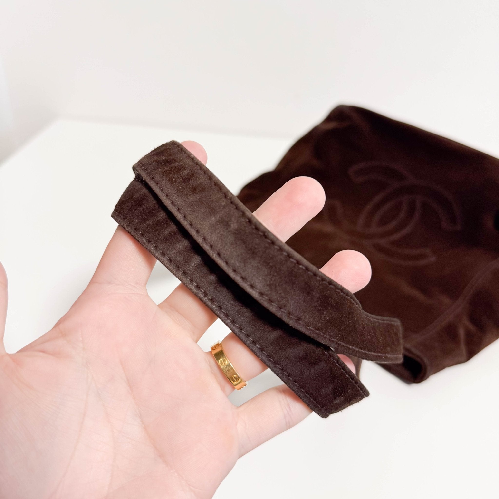 CHANEL Brown Suede CC Shoulder Bag, in , Sold by HIVE PRELOVED - Shoulder Bags, ,