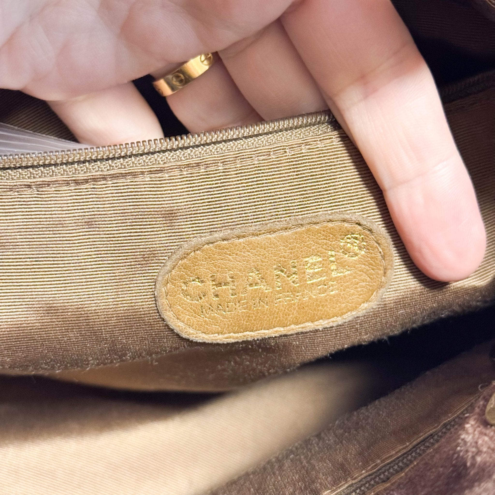 CHANEL Brown Suede CC Shoulder Bag, in , Sold by HIVE PRELOVED - Shoulder Bags, ,