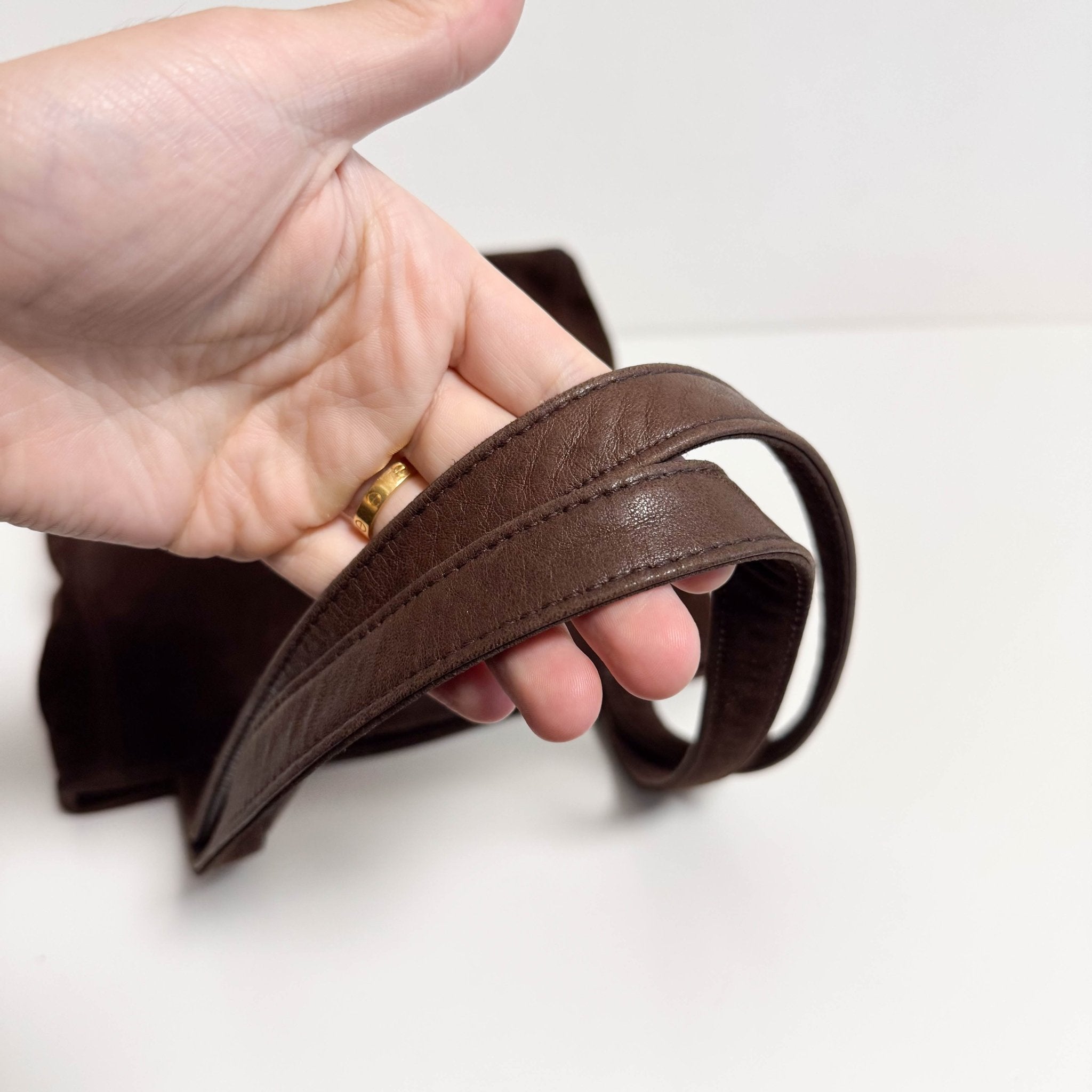 CHANEL Brown Suede CC Shoulder Bag, in , Sold by HIVE PRELOVED - Shoulder Bags, ,