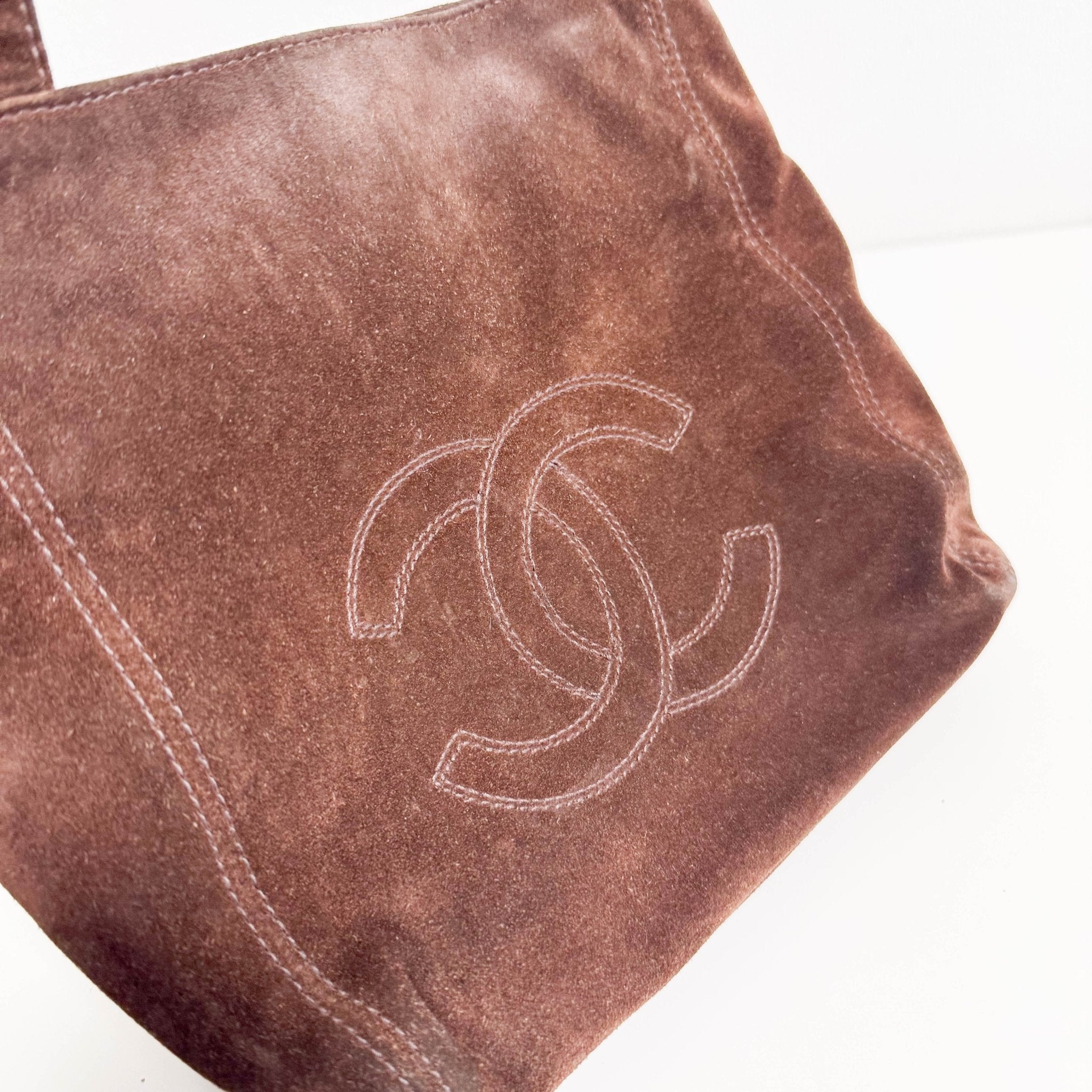 CHANEL Brown Suede CC Shoulder Bag, in , Sold by HIVE PRELOVED - Shoulder Bags, ,