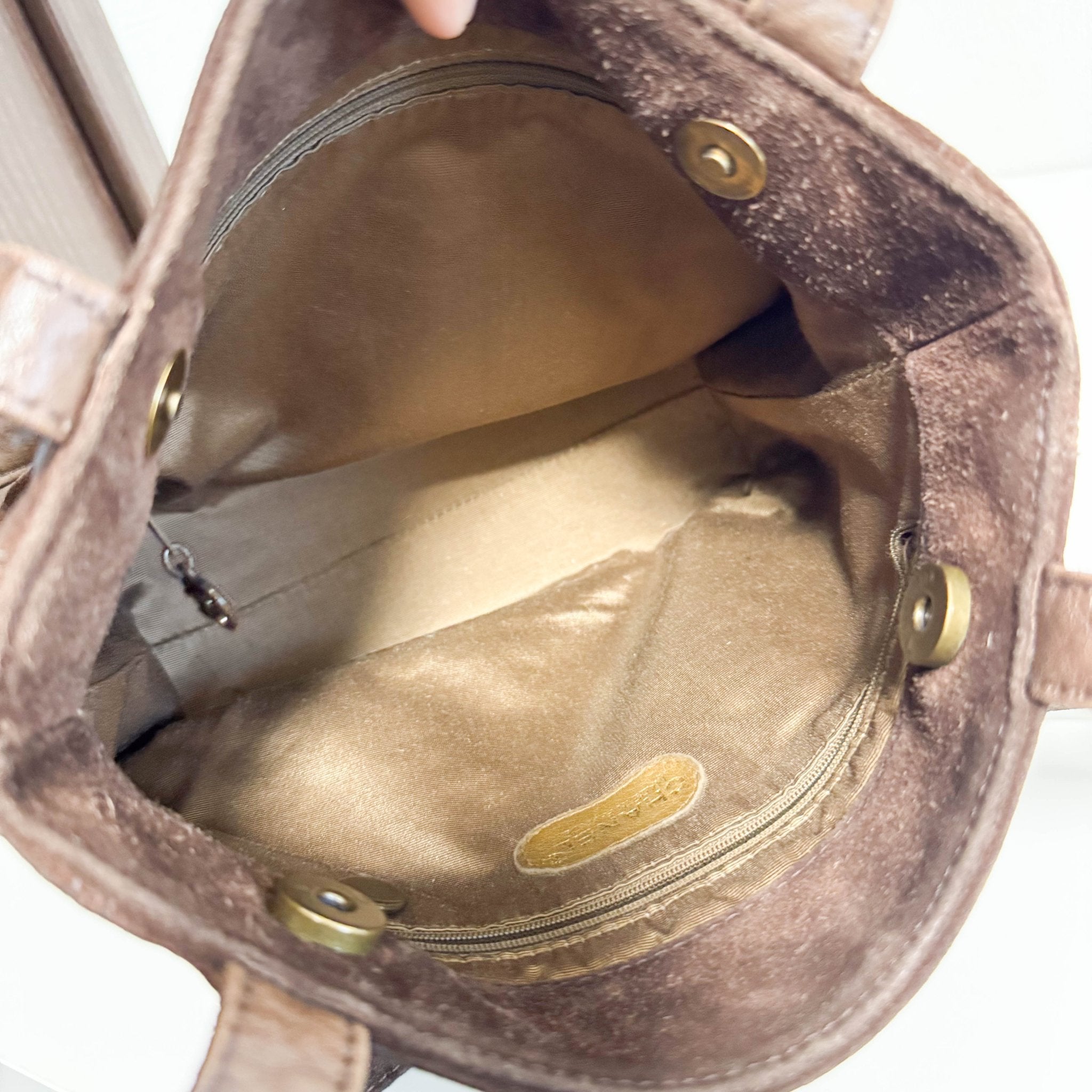 CHANEL Brown Suede CC Shoulder Bag, in , Sold by HIVE PRELOVED - Shoulder Bags, ,