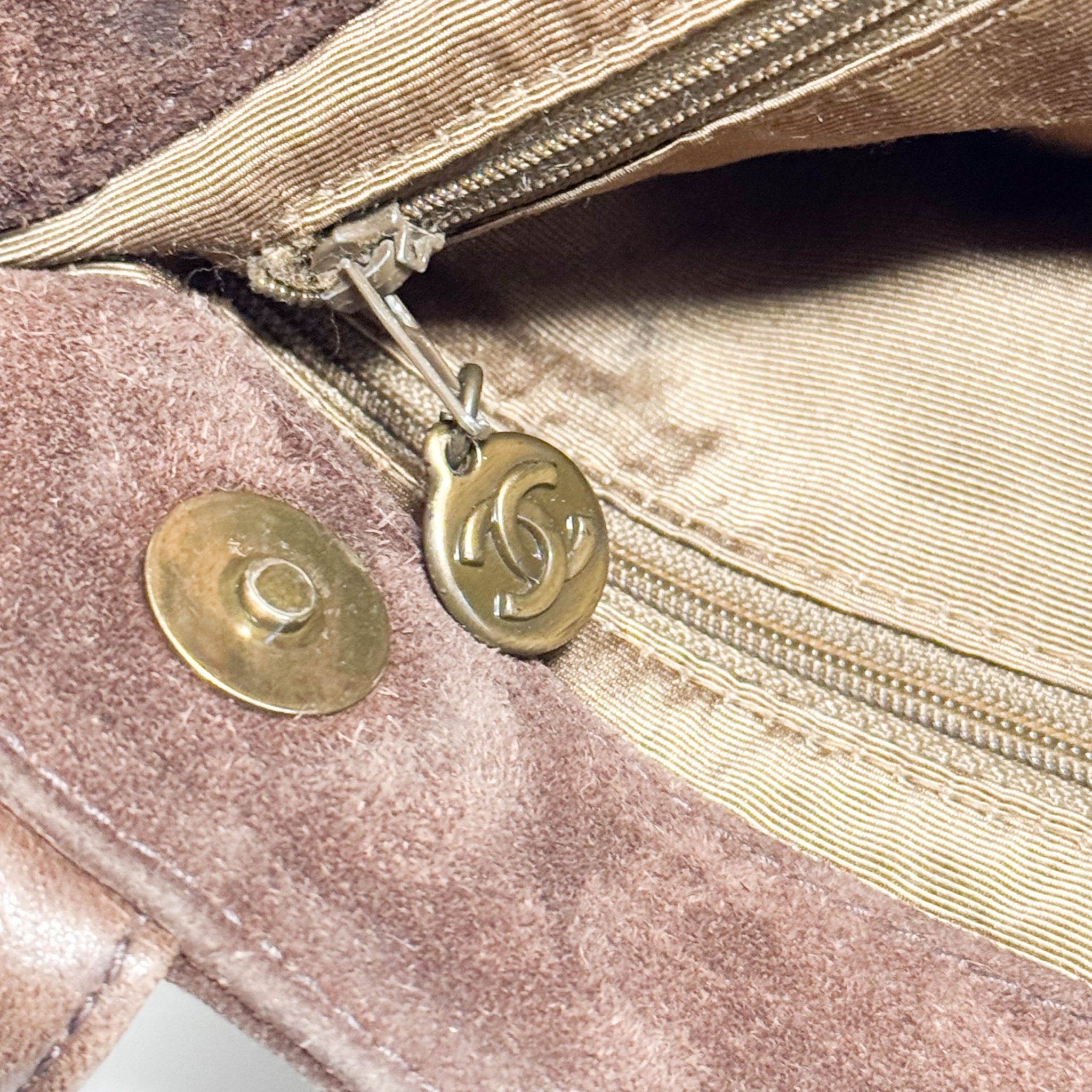 CHANEL Brown Suede CC Shoulder Bag, in , Sold by HIVE PRELOVED - Shoulder Bags, ,