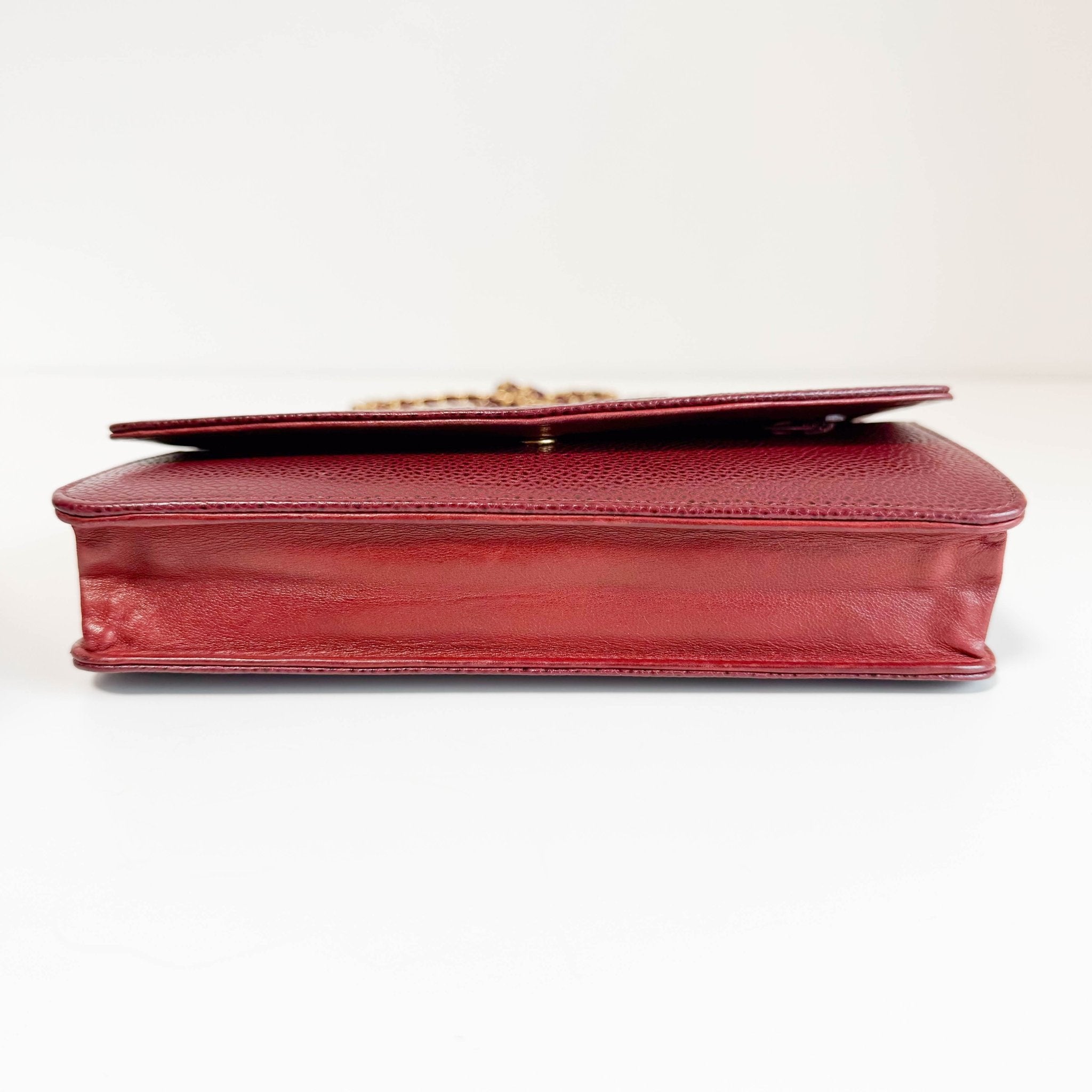 CHANEL Calf Skin Leather Burgundy Red Wallet On Chain (WOC), in , Sold by HIVE PRELOVED - Crossbody bags, ,