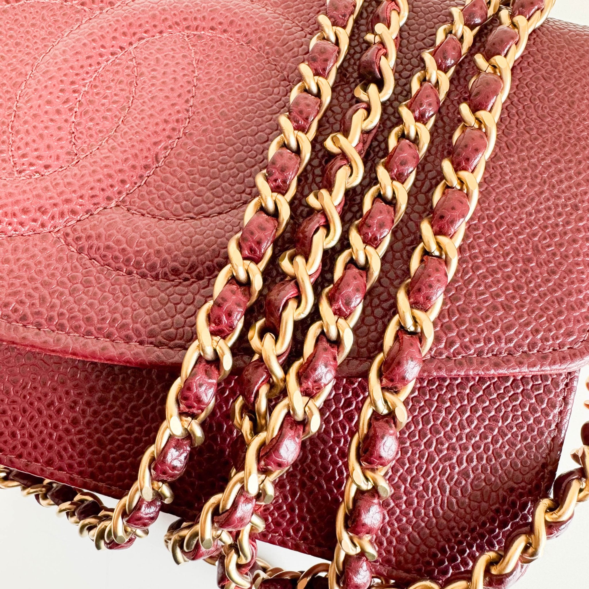 CHANEL Calf Skin Leather Burgundy Red Wallet On Chain (WOC), in , Sold by HIVE PRELOVED - Crossbody bags, ,