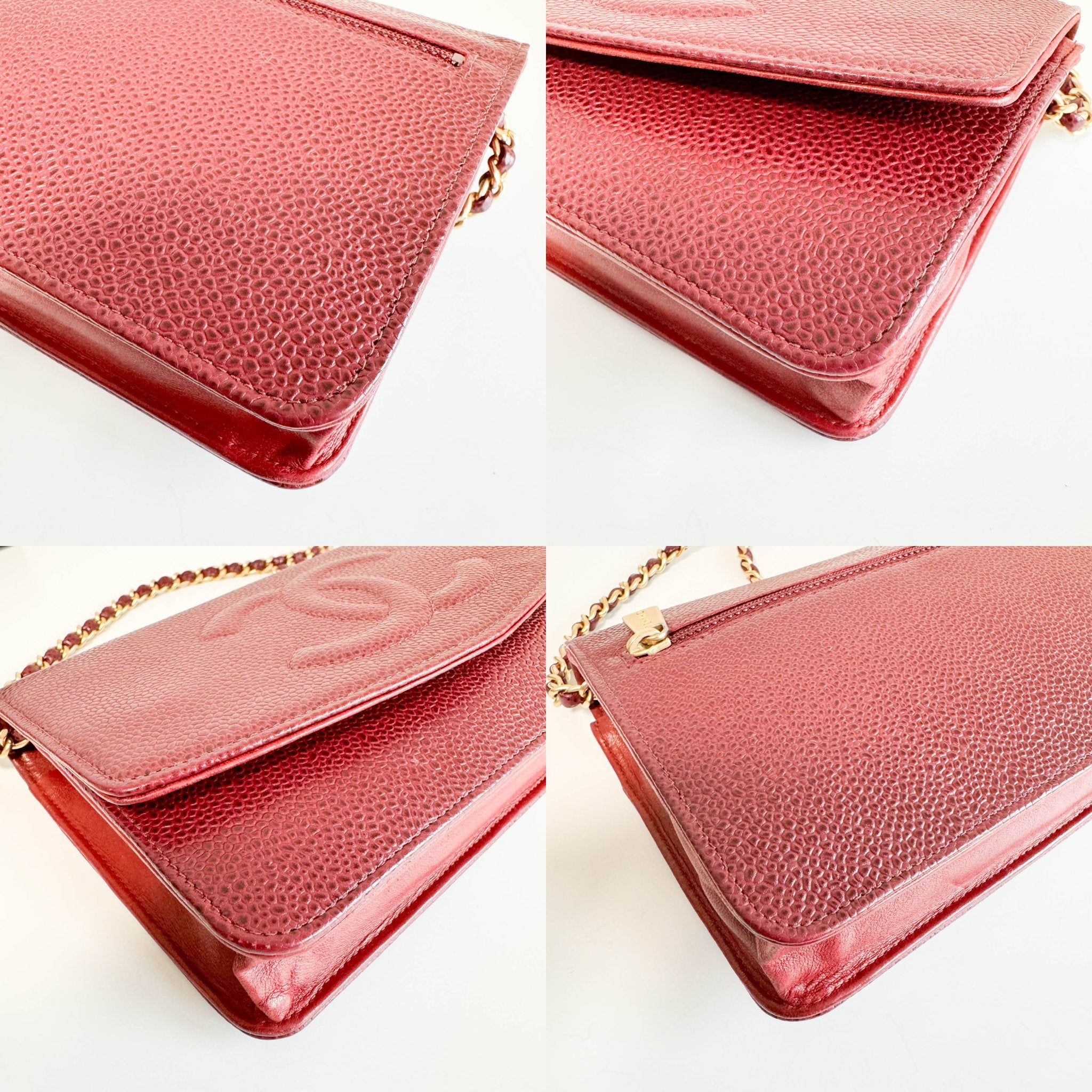 CHANEL Calf Skin Leather Burgundy Red Wallet On Chain (WOC), in , Sold by HIVE PRELOVED - Crossbody bags, ,