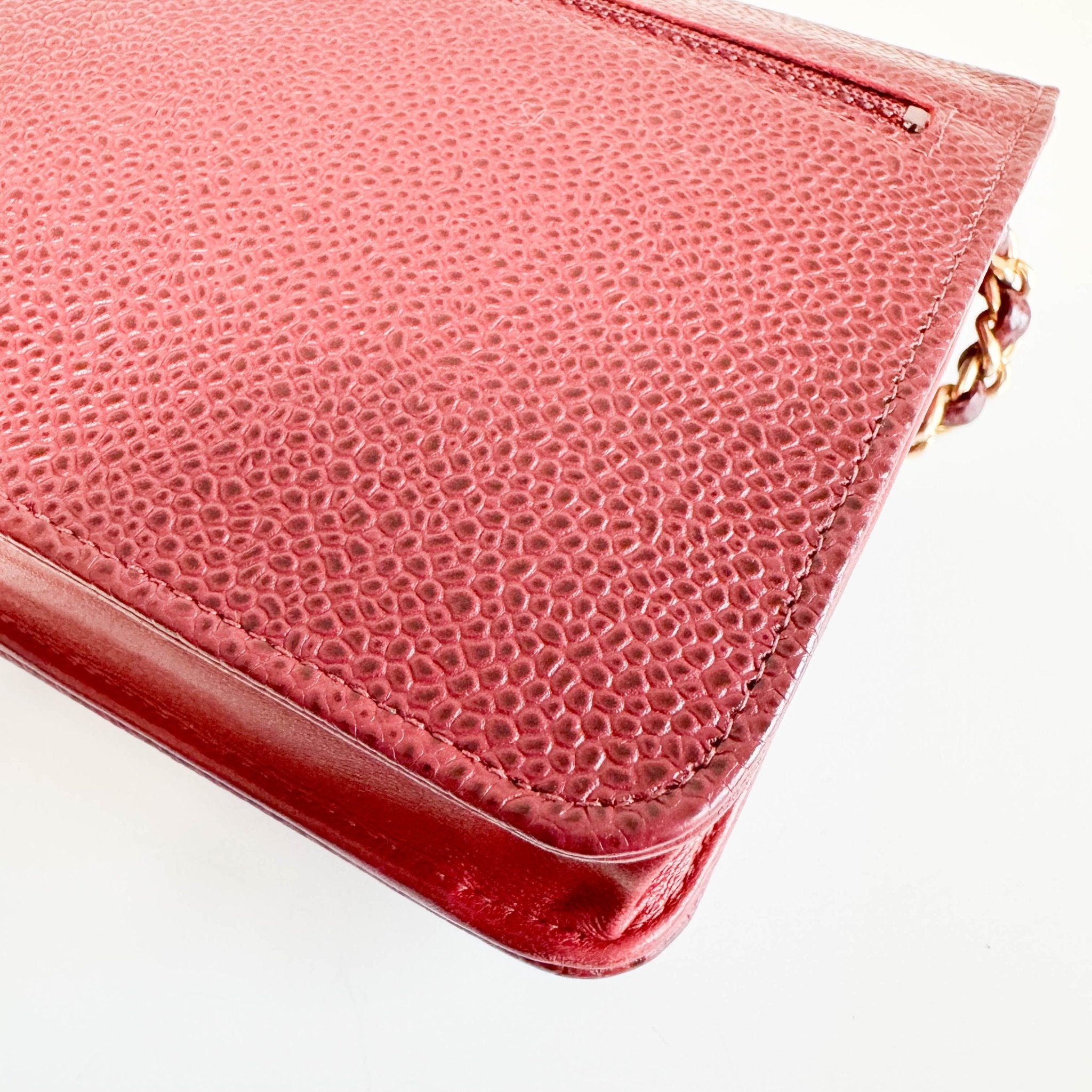 CHANEL Calf Skin Leather Burgundy Red Wallet On Chain (WOC), in , Sold by HIVE PRELOVED - Crossbody bags, ,