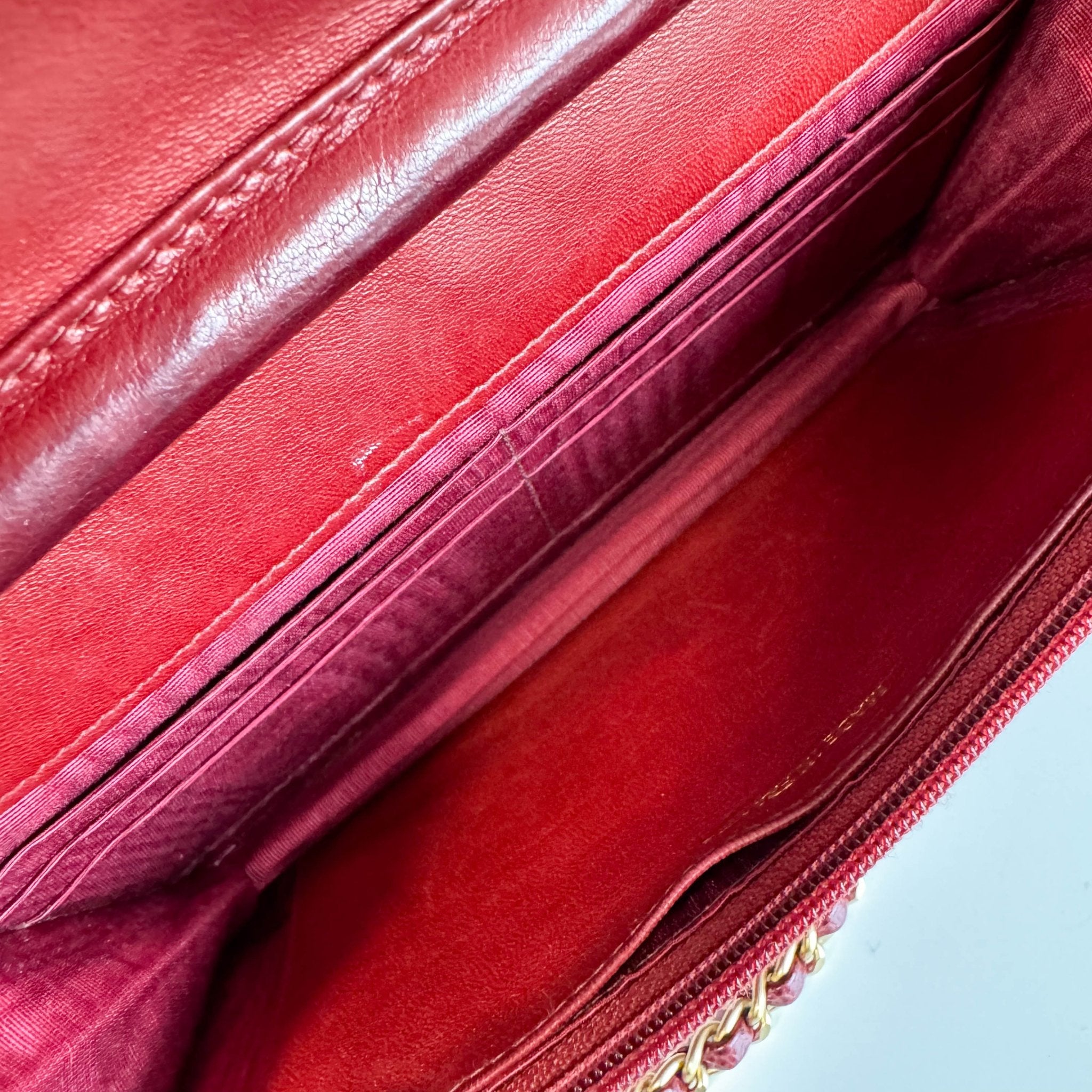 CHANEL Calf Skin Leather Burgundy Red Wallet On Chain (WOC), in , Sold by HIVE PRELOVED - Crossbody bags, ,