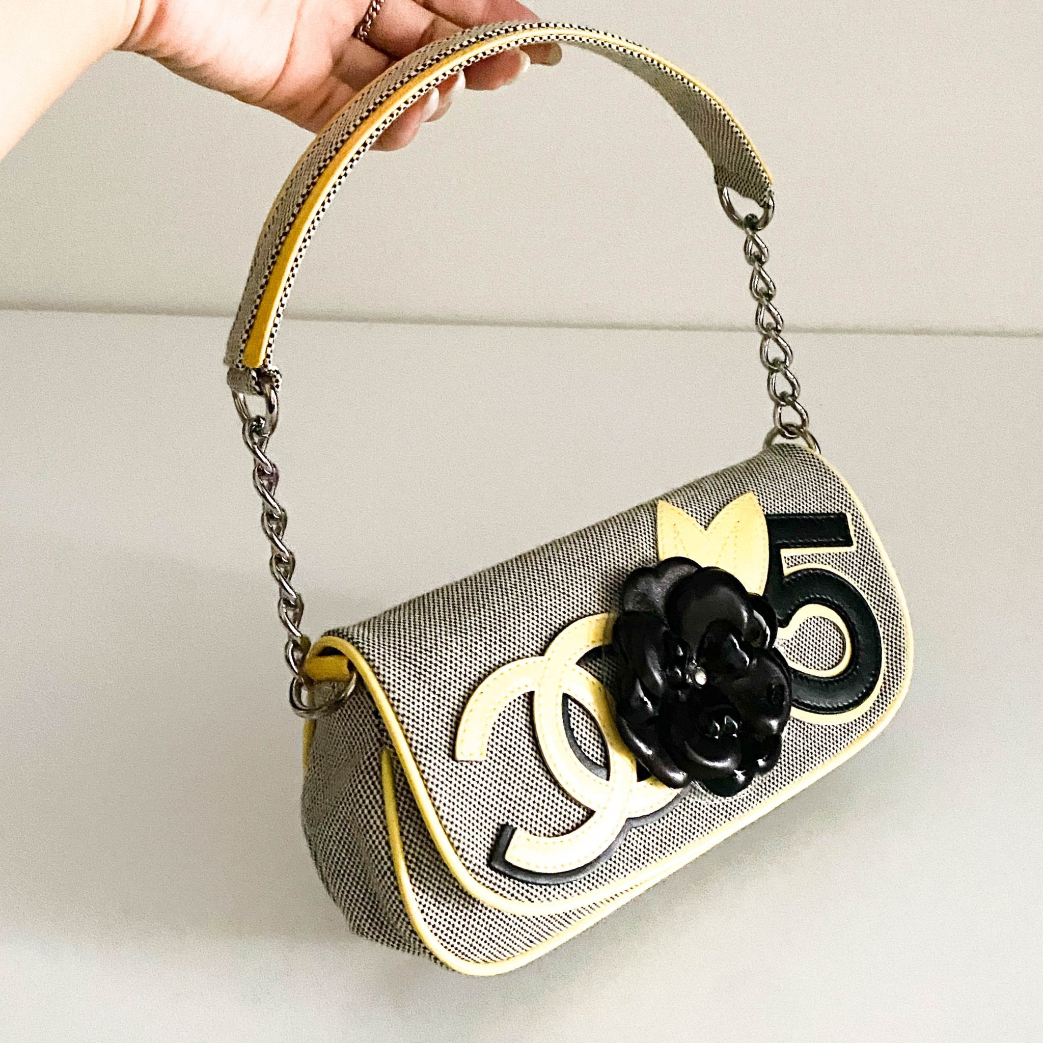 CHANEL Camellia CC No. 5 Canvas / Patent Shoulder Bag, in , Sold by HIVE PRELOVED - Shoulder Bags, ,