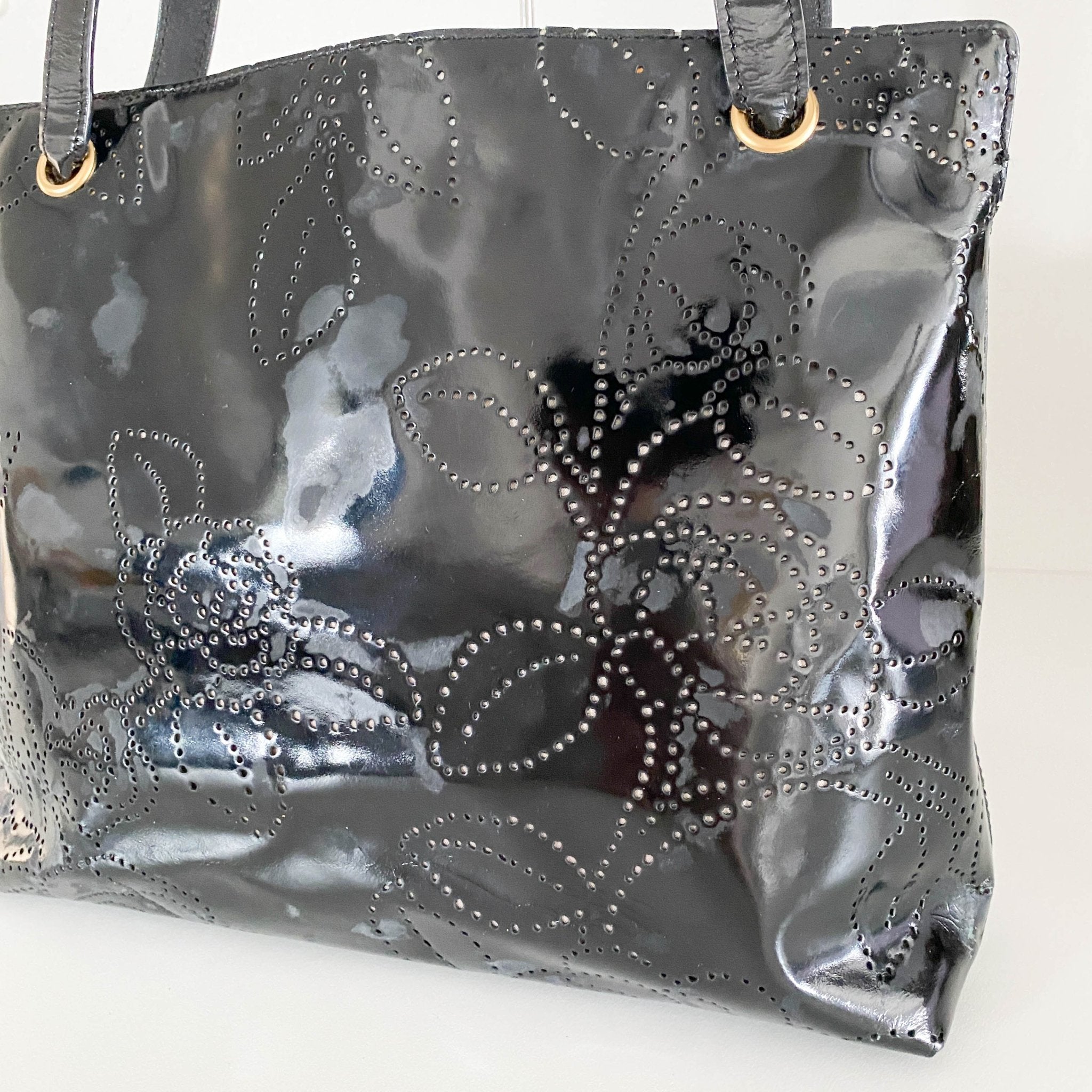 CHANEL Camellia Patent Leather Black Tote Bag, in , Sold by HIVE PRELOVED - Totes, ,