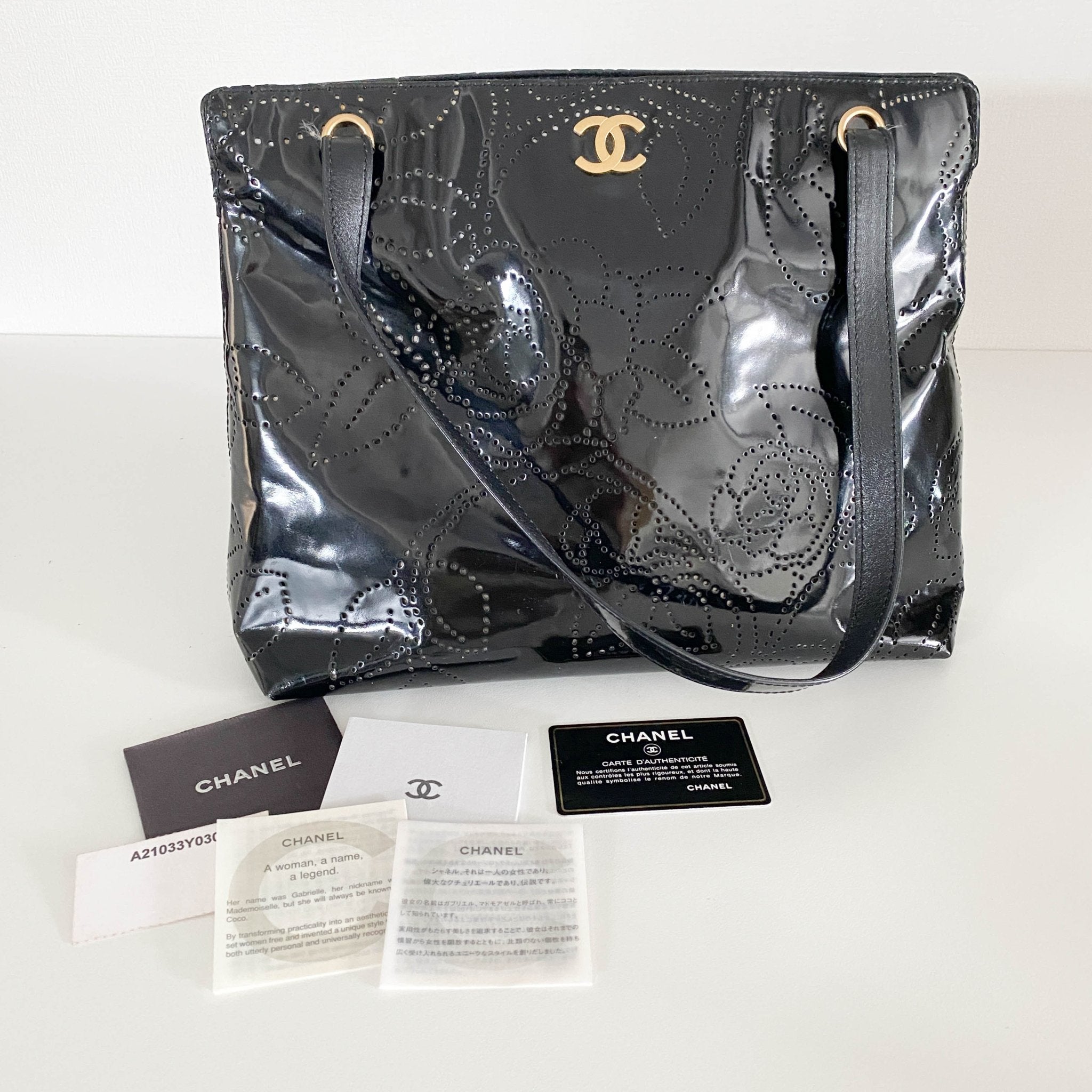 CHANEL Camellia Patent Leather Black Tote Bag, in , Sold by HIVE PRELOVED - Totes, ,