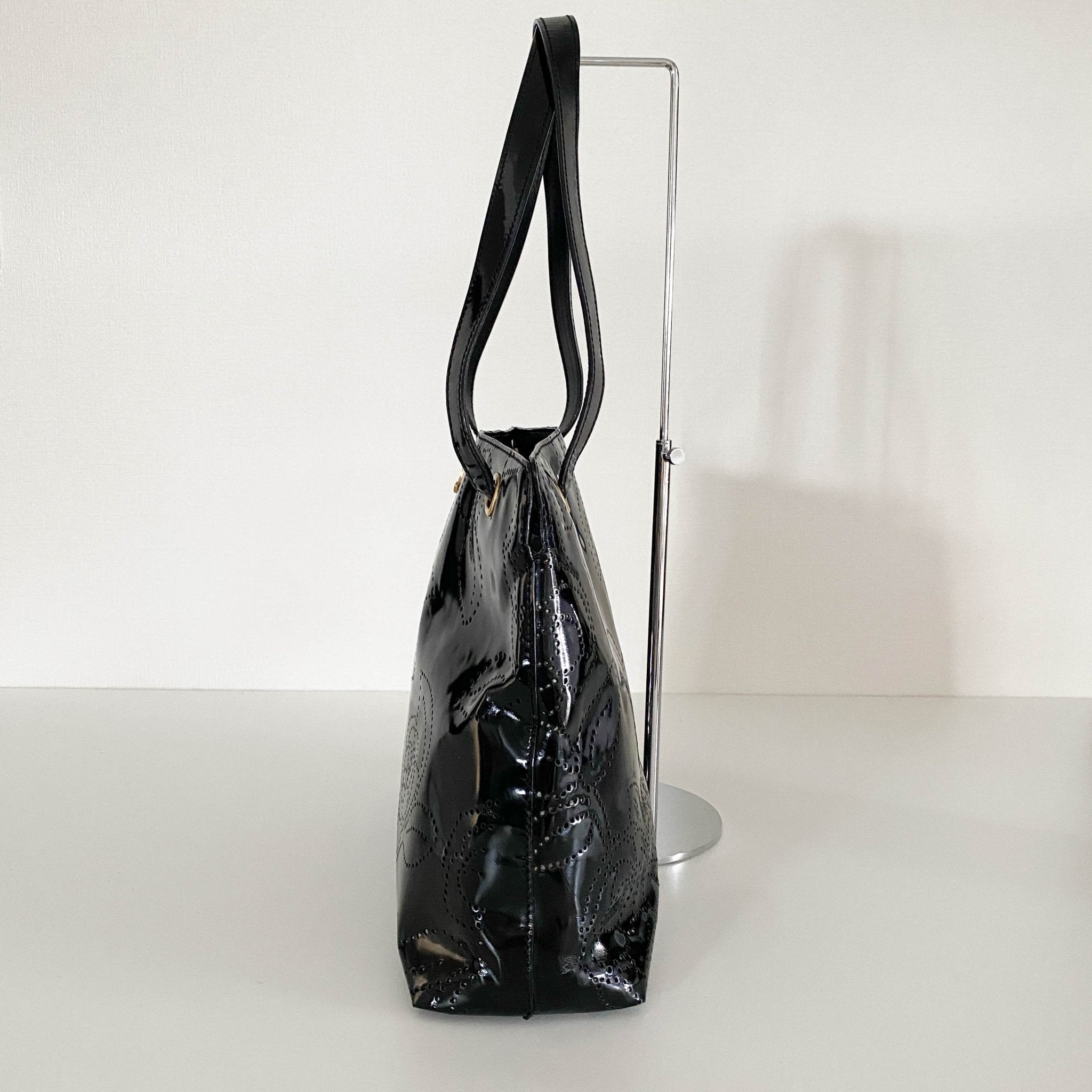 CHANEL Camellia Patent Leather Black Tote Bag, in , Sold by HIVE PRELOVED - Totes, ,