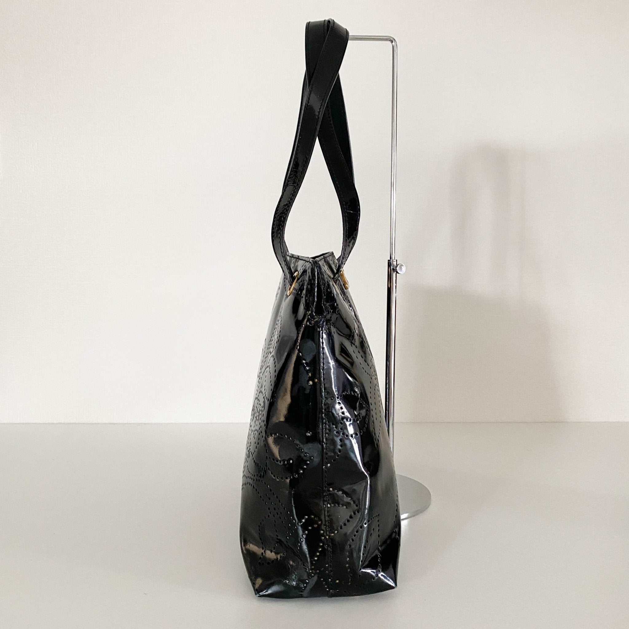 CHANEL Camellia Patent Leather Black Tote Bag, in , Sold by HIVE PRELOVED - Totes, ,