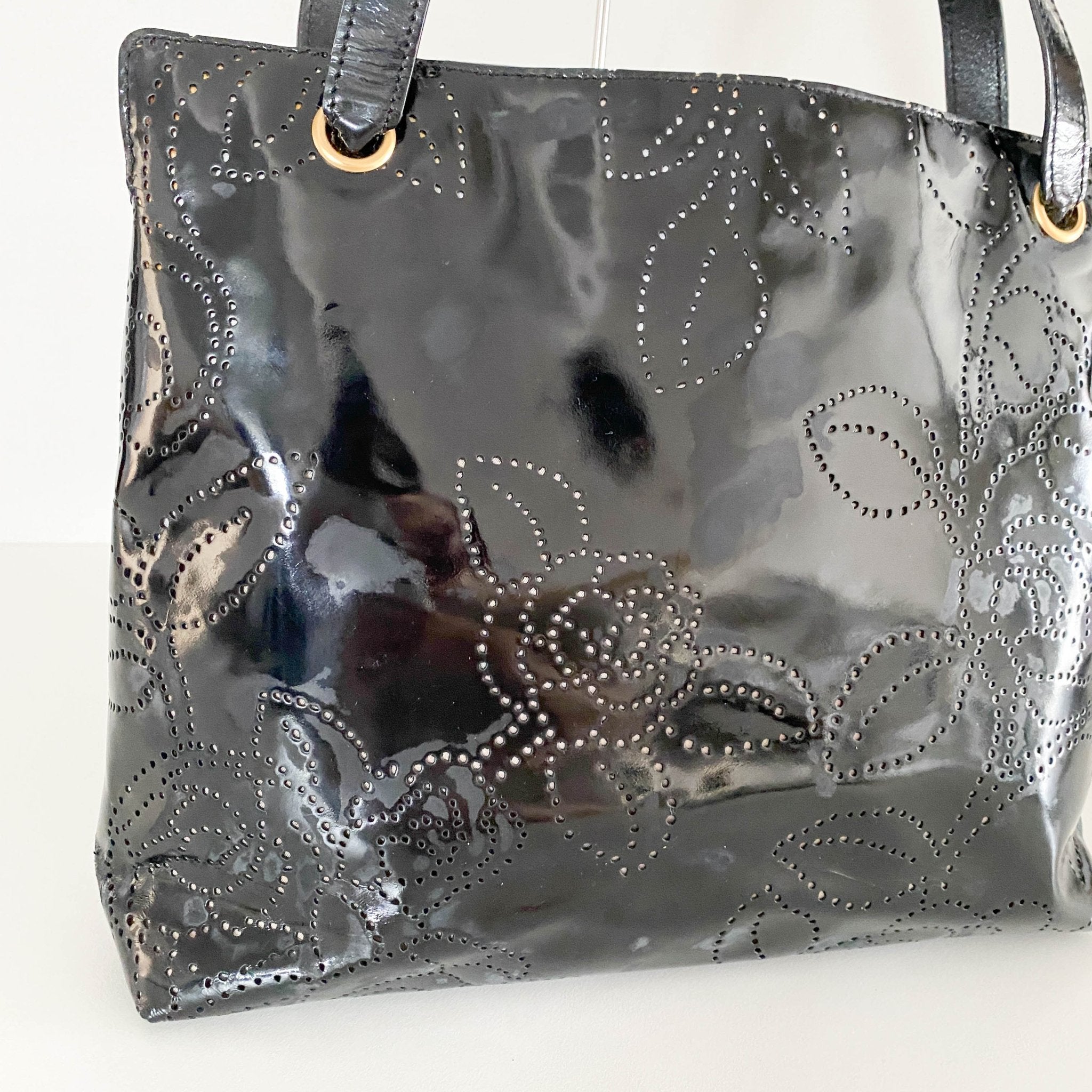 CHANEL Camellia Patent Leather Black Tote Bag, in , Sold by HIVE PRELOVED - Totes, ,