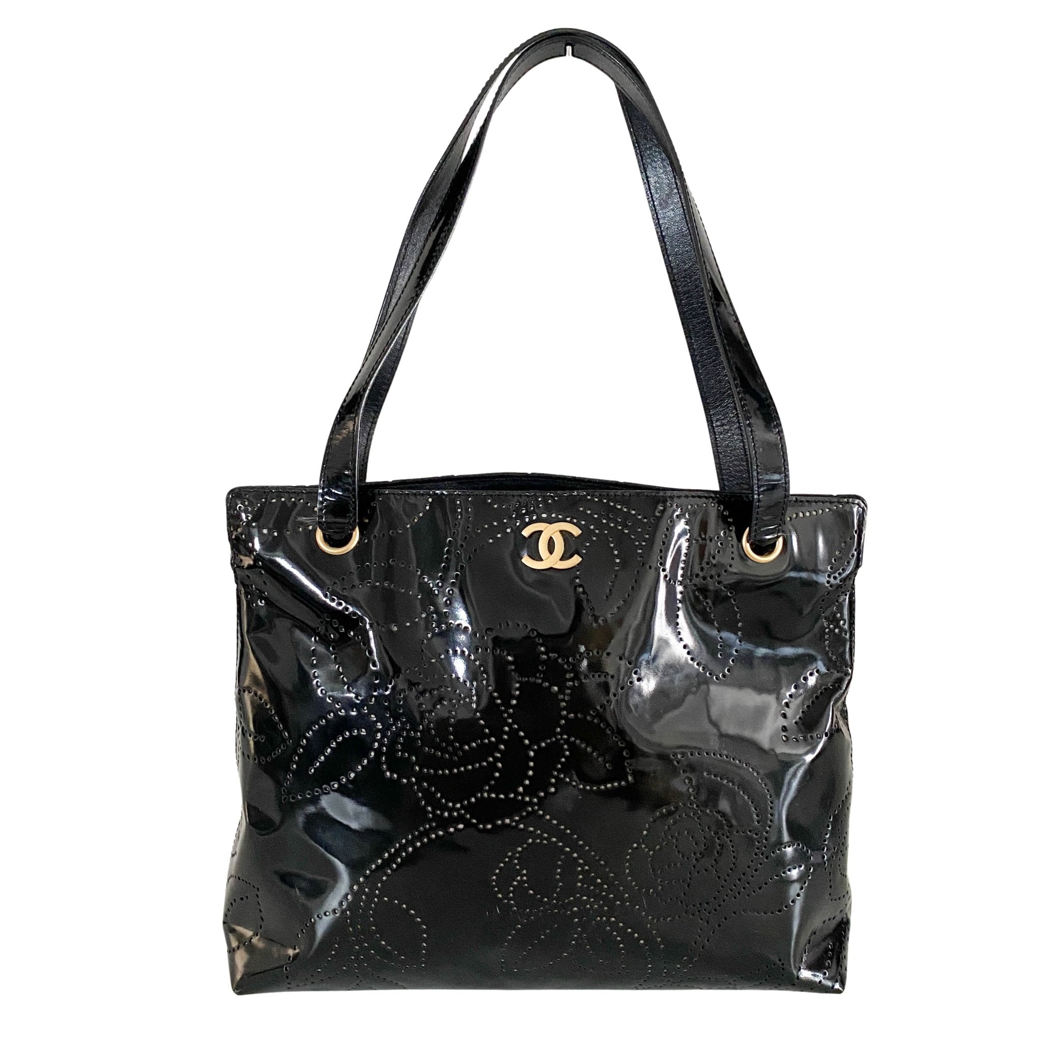 CHANEL Camellia Patent Leather Black Tote Bag, in , Sold by HIVE PRELOVED - Totes, ,