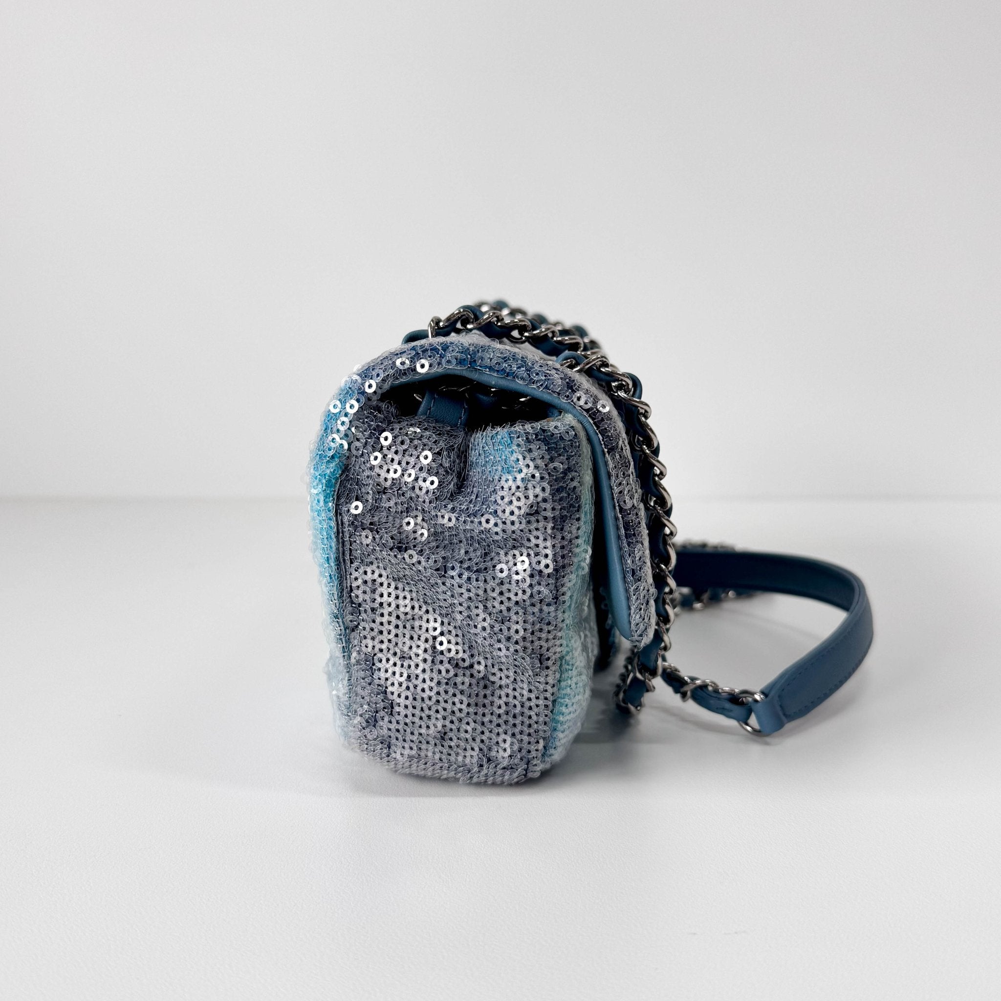 CHANEL CC Flap Waterfall Sequin Blue Double Chain Shoulder Bag, in , Sold by HIVE PRELOVED - Shoulder Bags, ,