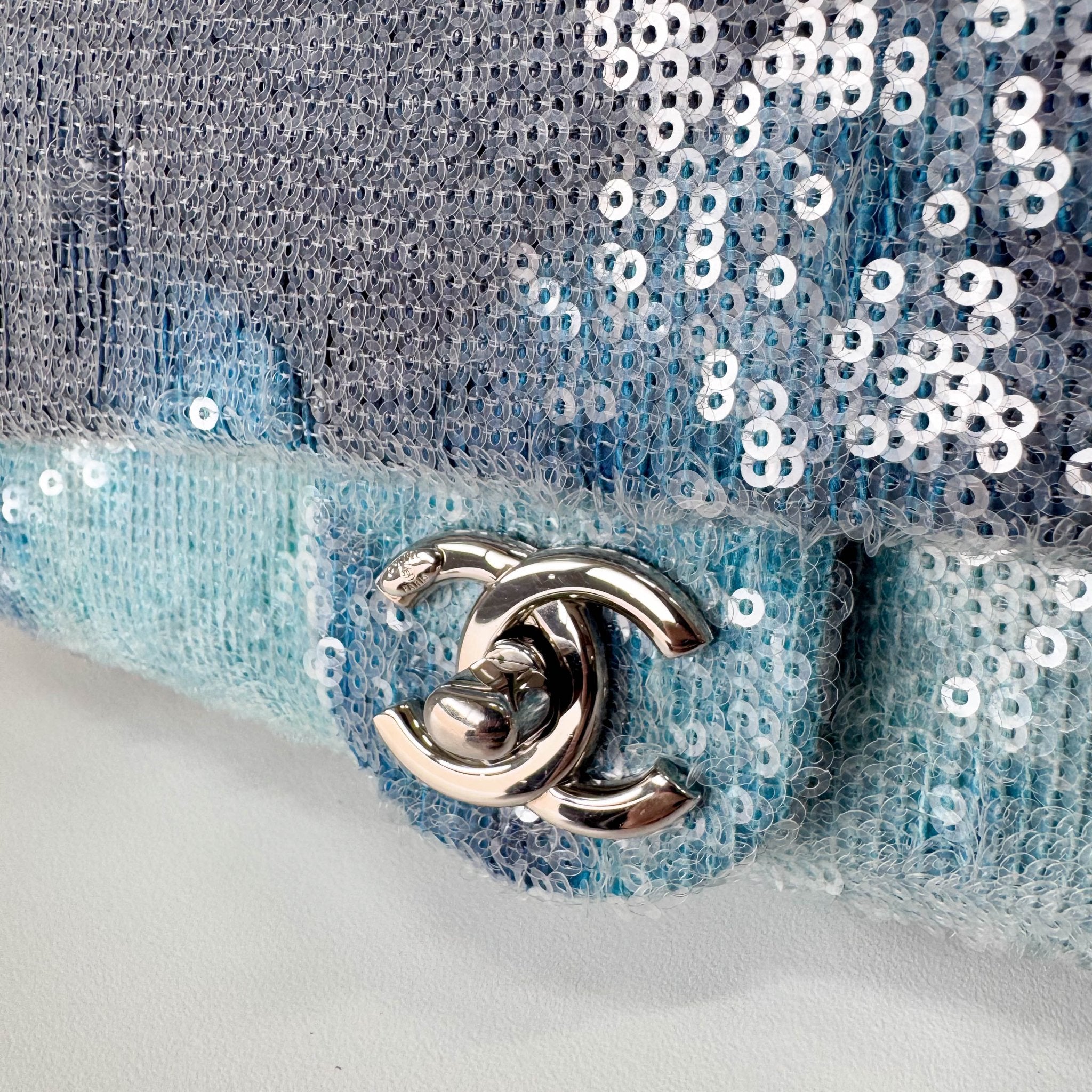 CHANEL CC Flap Waterfall Sequin Blue Double Chain Shoulder Bag, in , Sold by HIVE PRELOVED - Shoulder Bags, ,