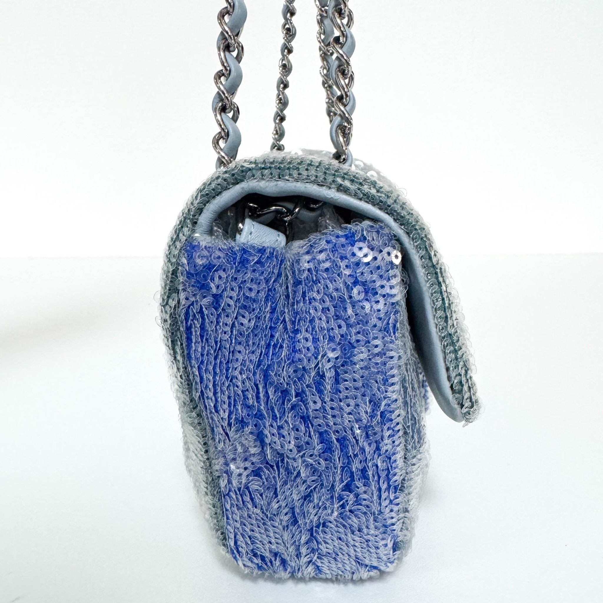 CHANEL CC Flap Waterfall Sequin Blue Double Chain Shoulder Bag, in , Sold by HIVE PRELOVED - Crossbody bags, Shoulder Bags,