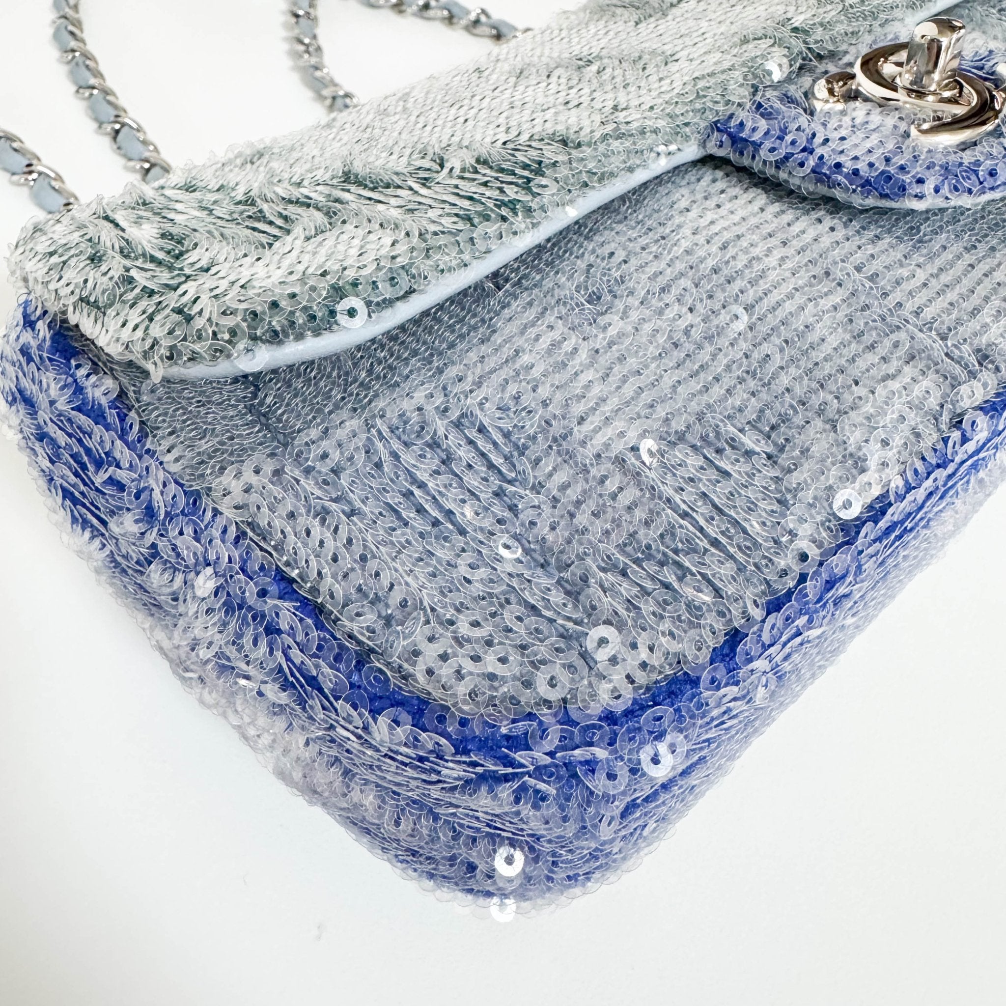 CHANEL CC Flap Waterfall Sequin Blue Double Chain Shoulder Bag, in , Sold by HIVE PRELOVED - Crossbody bags, Shoulder Bags,