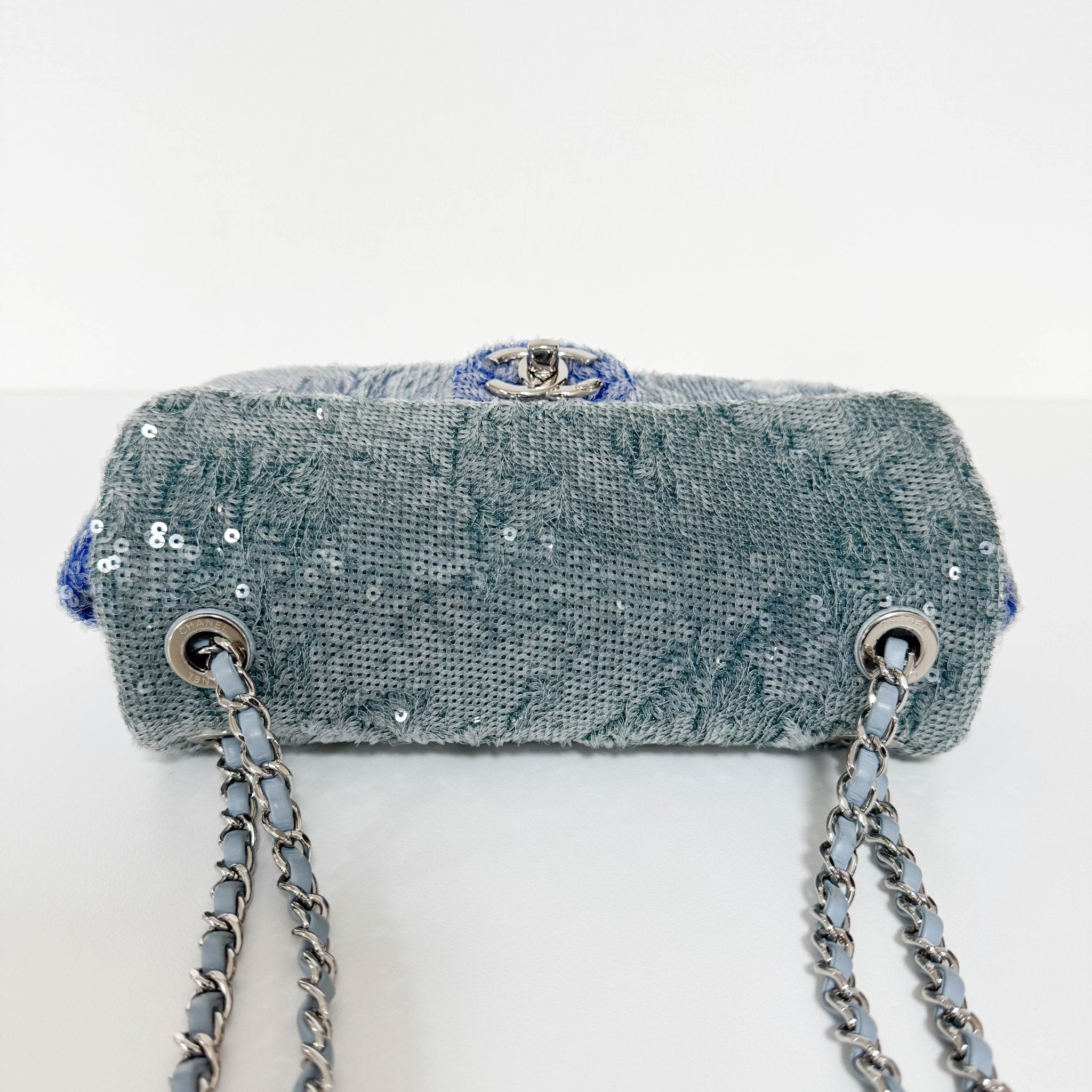 CHANEL CC Flap Waterfall Sequin Blue Double Chain Shoulder Bag, in , Sold by HIVE PRELOVED - Crossbody bags, Shoulder Bags,