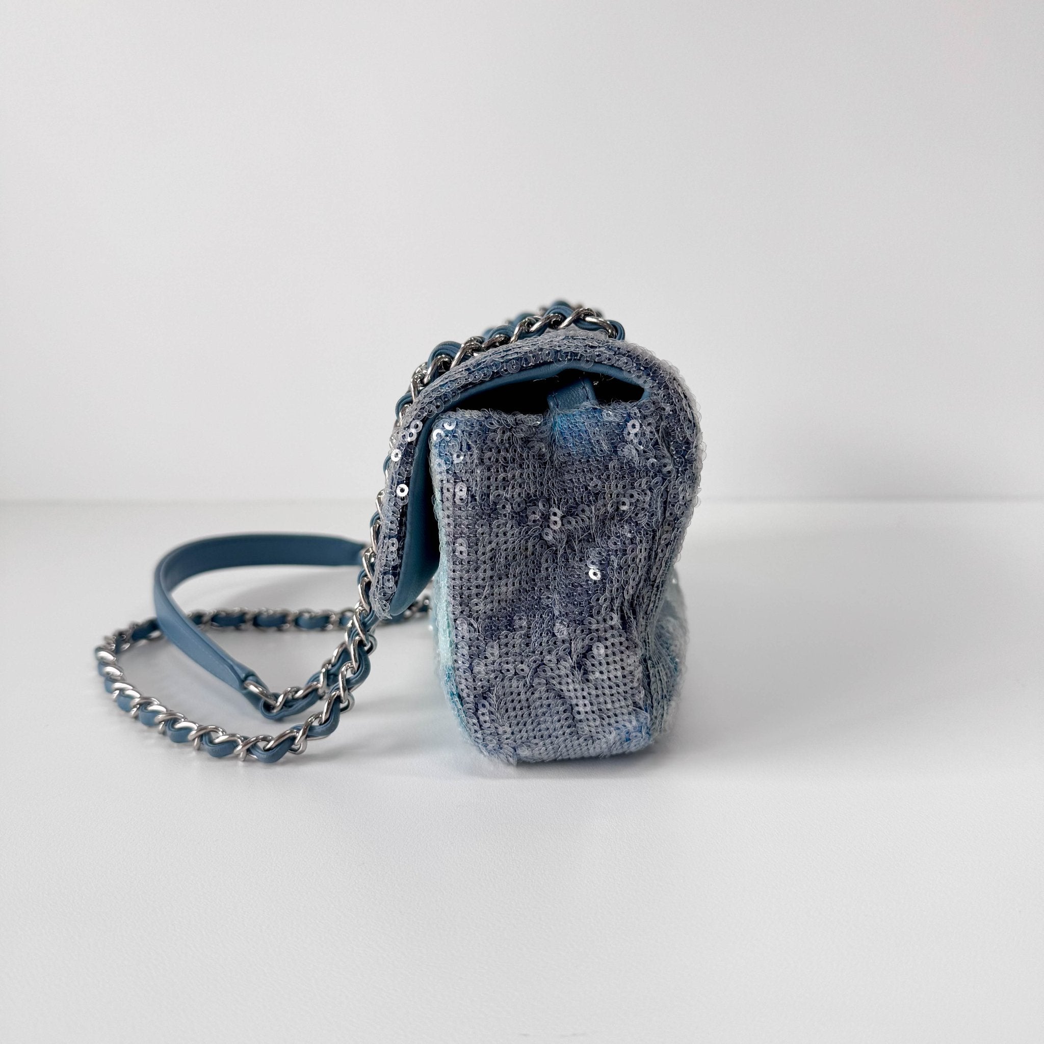 CHANEL CC Flap Waterfall Sequin Blue Double Chain Shoulder Bag, in , Sold by HIVE PRELOVED - Shoulder Bags, ,
